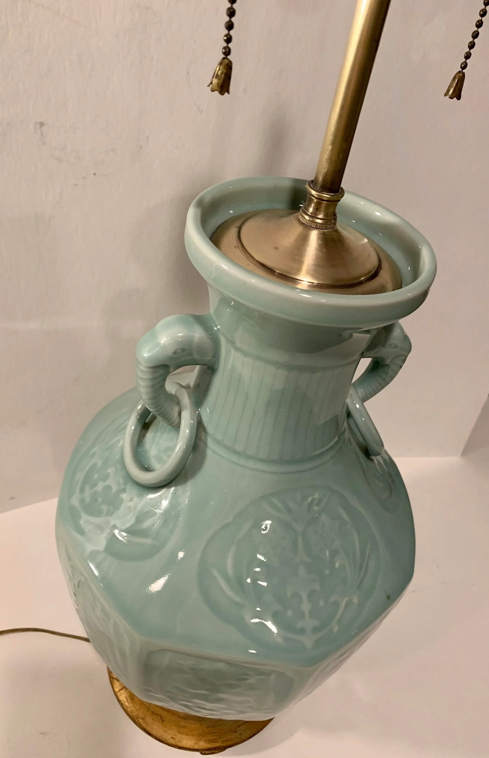 Antique Asian Adjustable Porcelain Double Socketed Lamp - 2