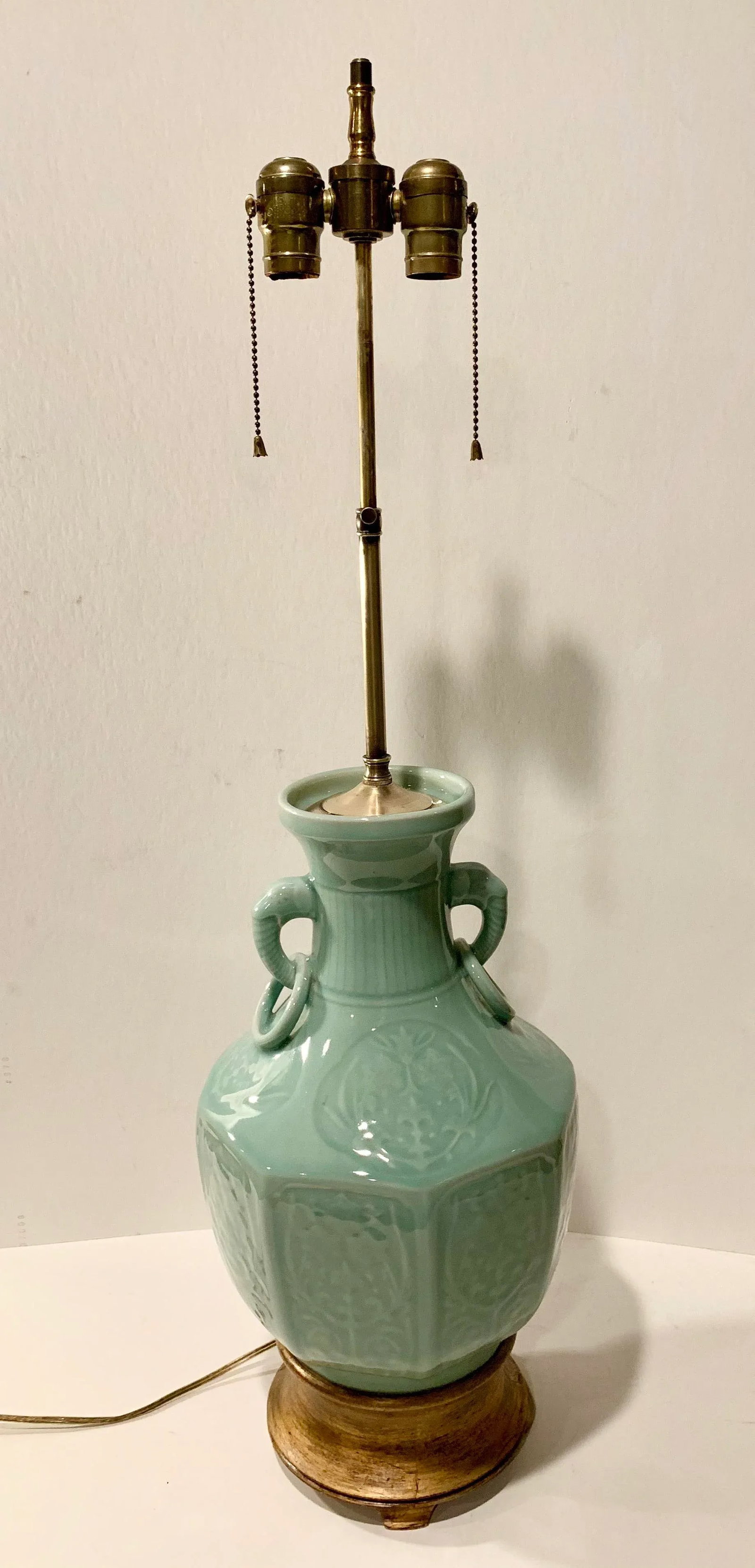 Antique Asian Adjustable Porcelain Double Socketed Lamp - 4