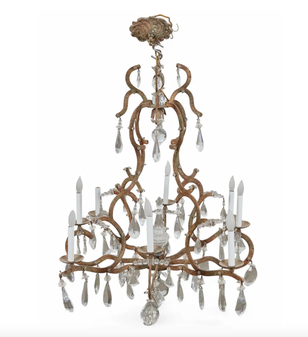 Dennis and Leen Iron and Crystal Chandelier - 8