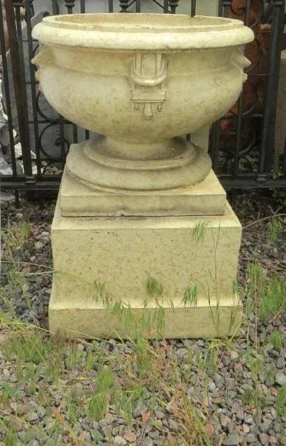Large Glazed Terra Cotta Urns Planters on Plinths Bases Denver Pottery Works c 1900 - a Pair - 2