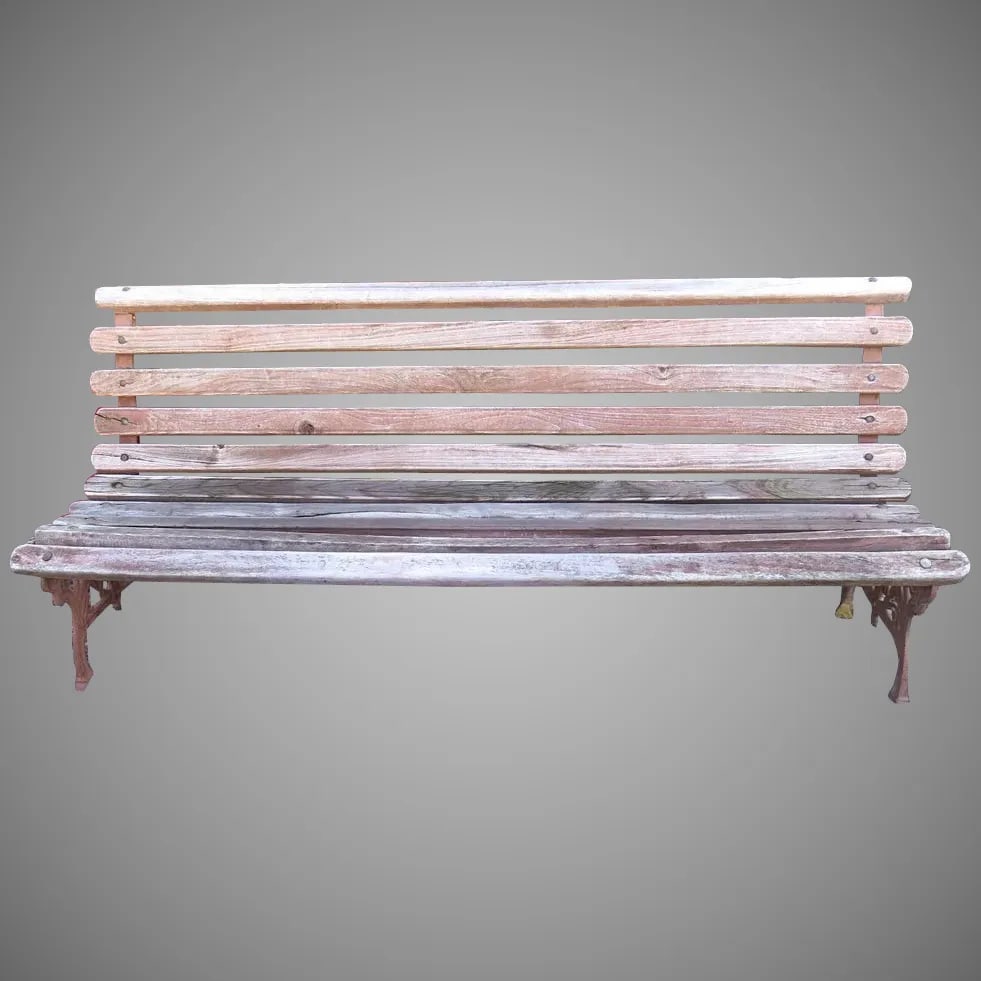 Cast Iron and Wood Slat Park of Railway Bench - 6