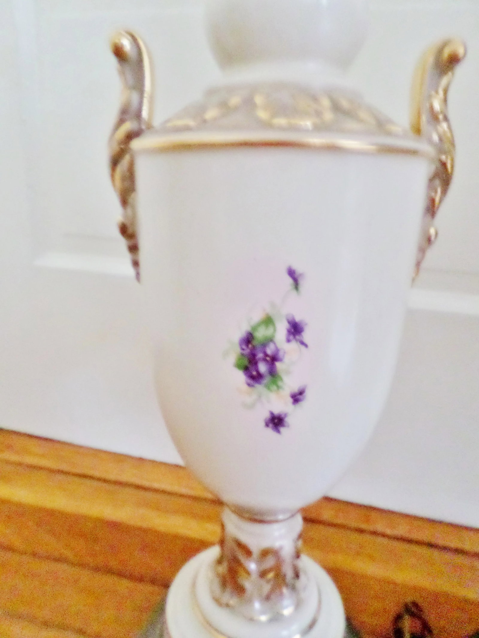 Vintage Porcelain Hand Painted With Violets Table Lamps - a Pair - 7