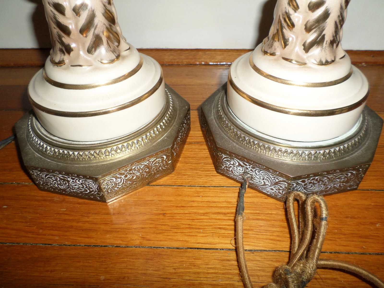 Vintage Porcelain Hand Painted With Violets Table Lamps - a Pair - 8