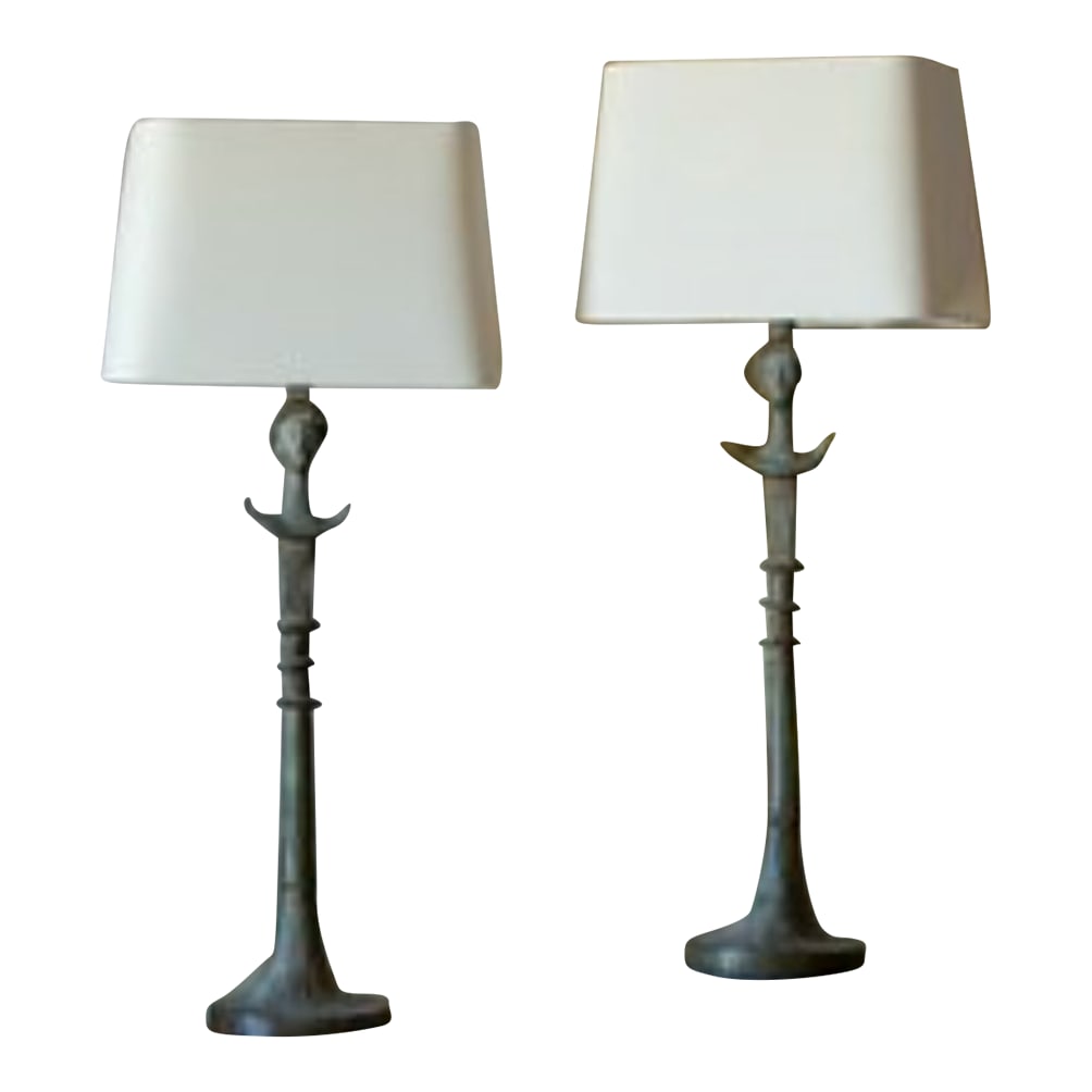 Mid 19th Century "Tete De Femme" Table Lamps After Giacometti, Pair (1 of 2)