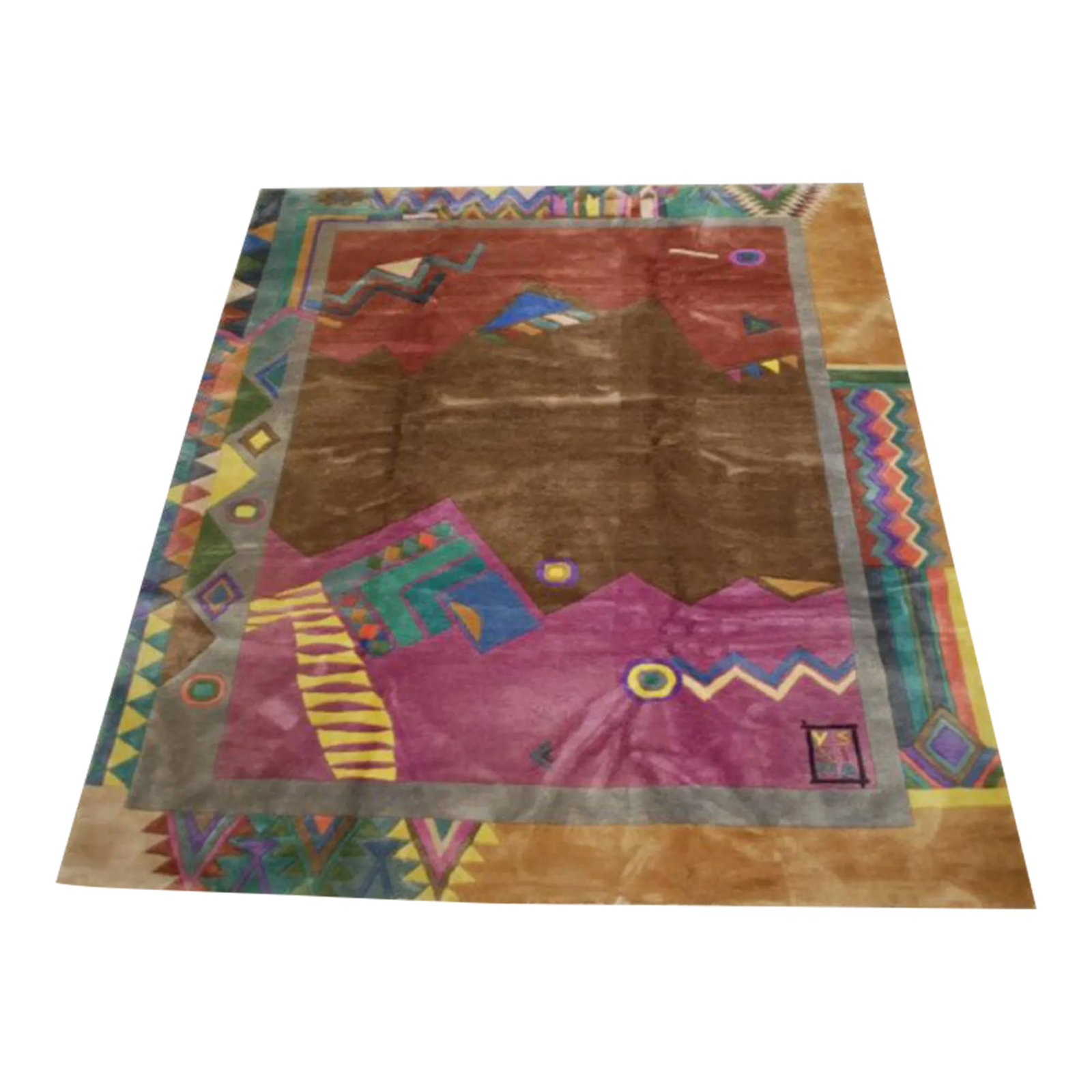 1980s Vintage Geometric Rug - 9' X 12' 50% Off Now $1,999.00: I have offered many many Art Deco either floral or geometric online in recent years but perhaps this could be the most beautiful one that I have ever offer online. First off, you won't be able to