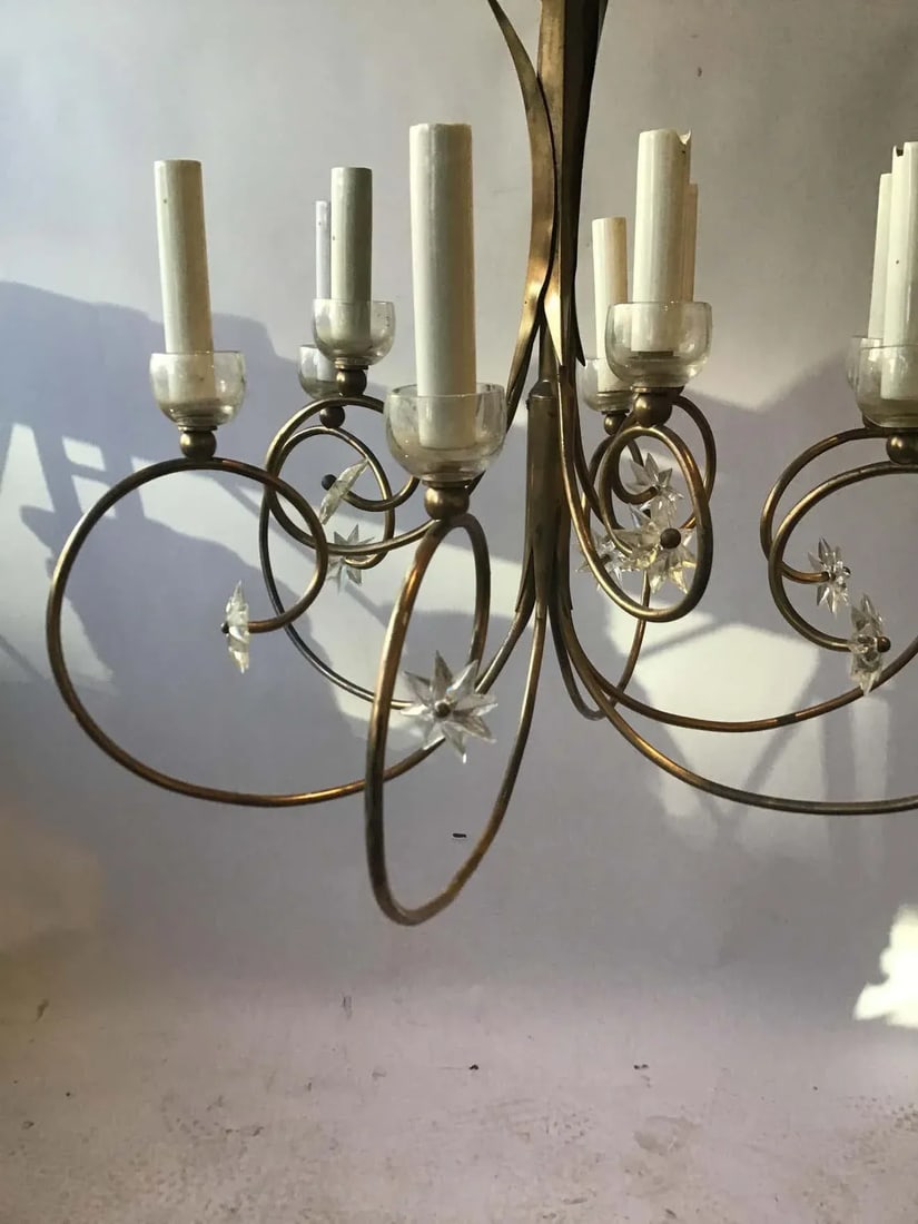 1960s French Brass Chandelier with Stars - 6