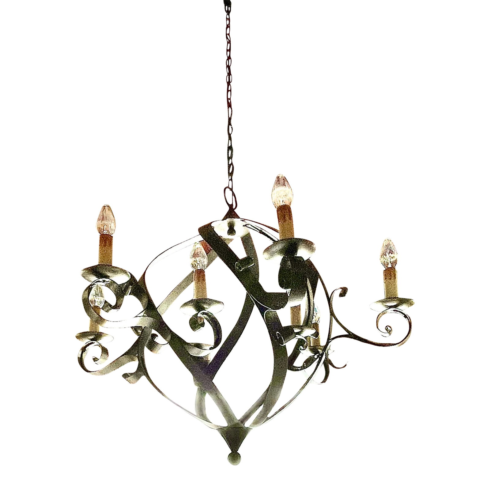 Grammercy Chandelier From Currey & Company: The Gramercy Chandelier is ingeniously crafted of broad, thin wrought-iron bands that twist and turn to form an oblong body. This nine-light black chandelier in a warm Mayfair finish has an aged