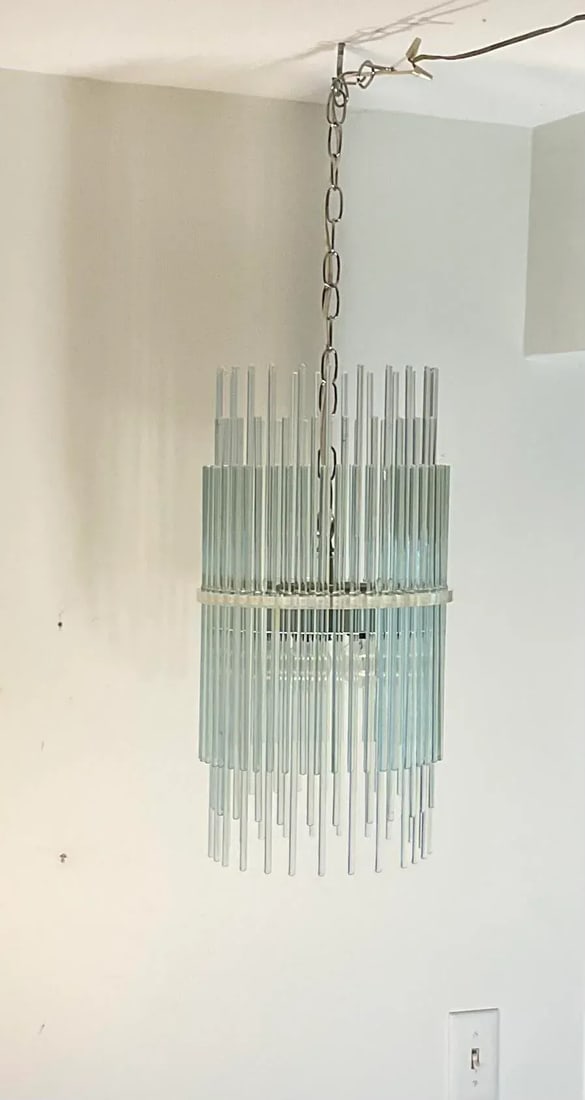 Mid 20th Century Attributed to Gaetano Sciolari Glass Rod Chandelier - 10