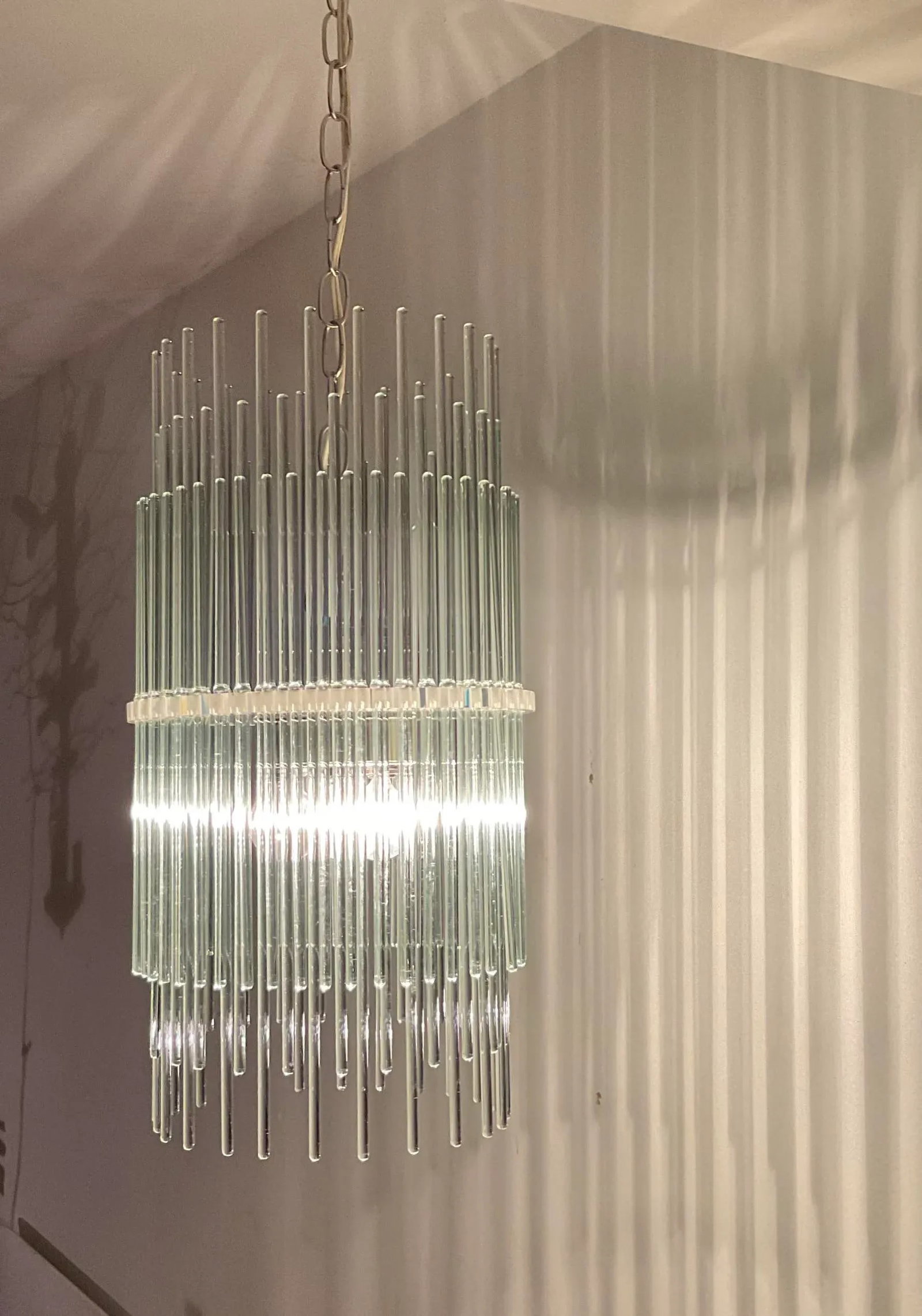 Mid 20th Century Attributed to Gaetano Sciolari Glass Rod Chandelier - 2