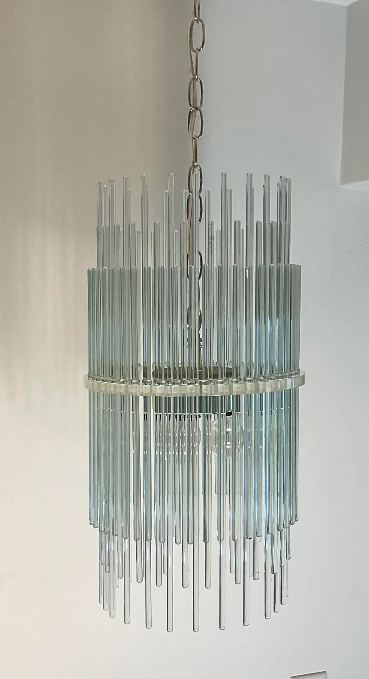 Mid 20th Century Attributed to Gaetano Sciolari Glass Rod Chandelier - 3