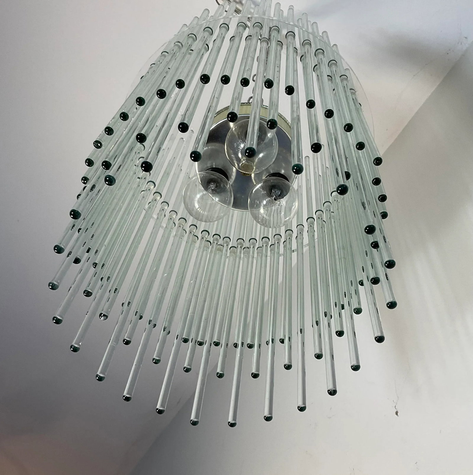 Mid 20th Century Attributed to Gaetano Sciolari Glass Rod Chandelier - 4