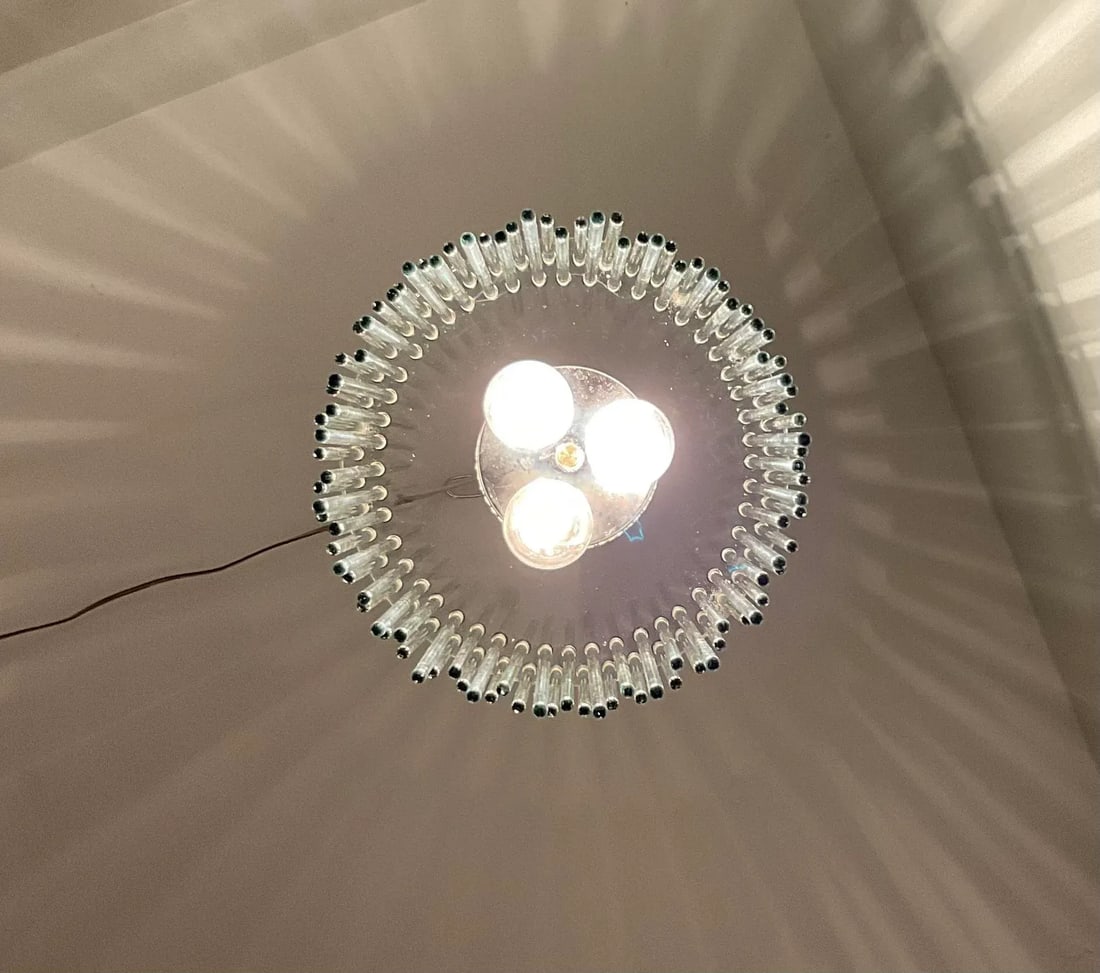 Mid 20th Century Attributed to Gaetano Sciolari Glass Rod Chandelier - 5