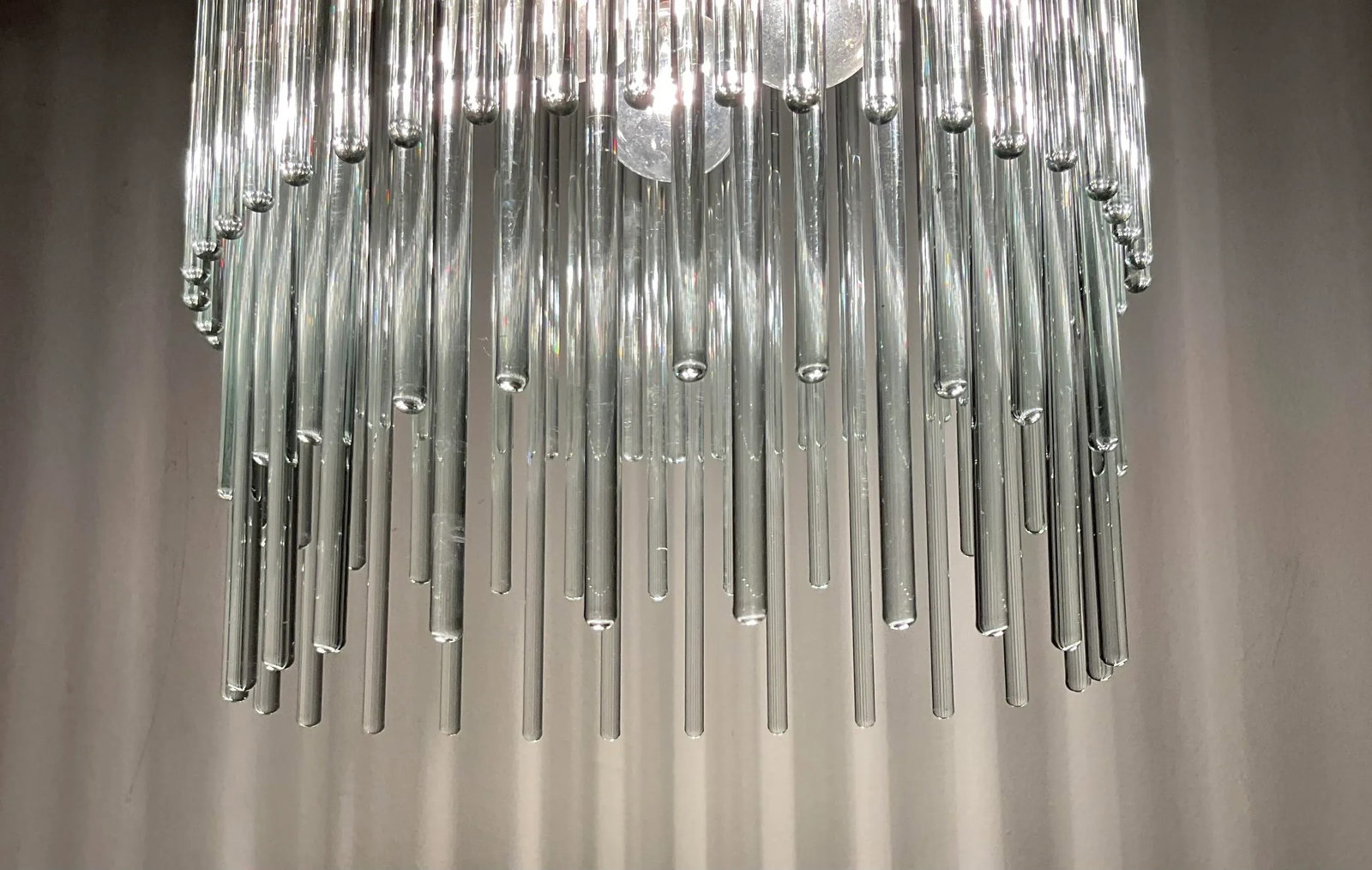 Mid 20th Century Attributed to Gaetano Sciolari Glass Rod Chandelier - 6