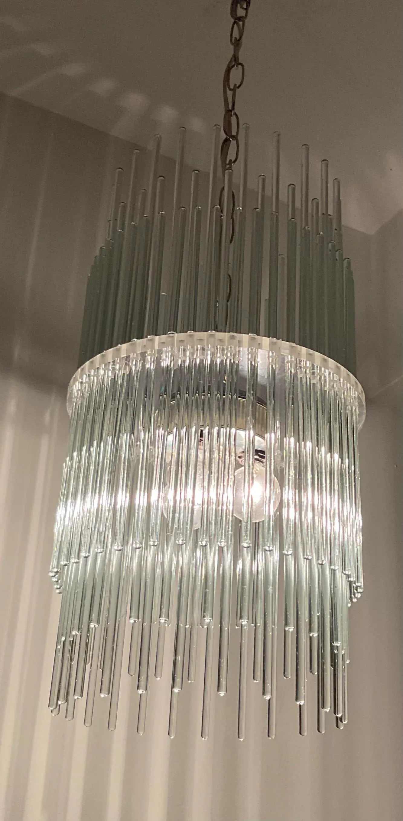 Mid 20th Century Attributed to Gaetano Sciolari Glass Rod Chandelier - 7
