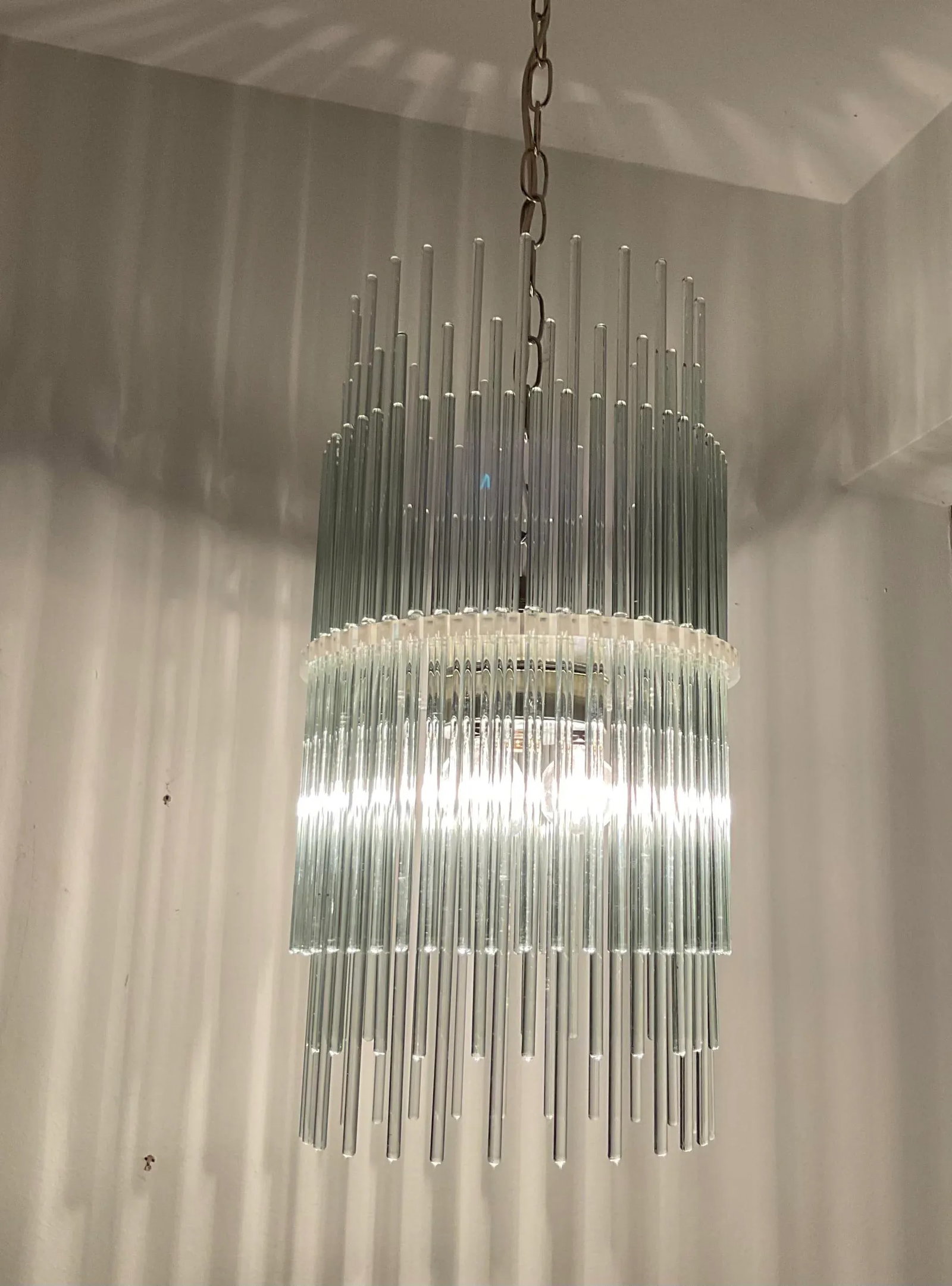 Mid 20th Century Attributed to Gaetano Sciolari Glass Rod Chandelier - 8