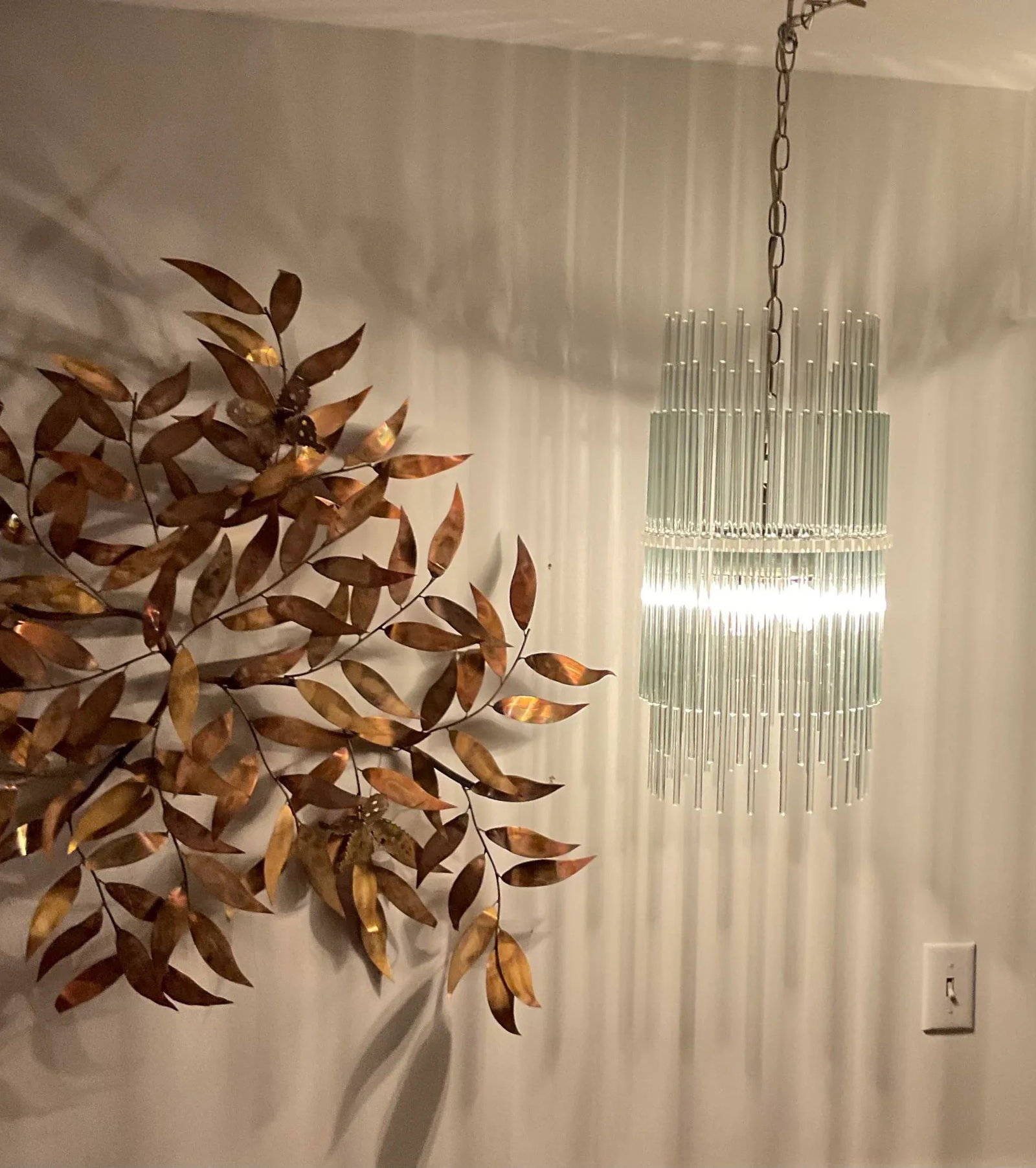 Mid 20th Century Attributed to Gaetano Sciolari Glass Rod Chandelier - 9