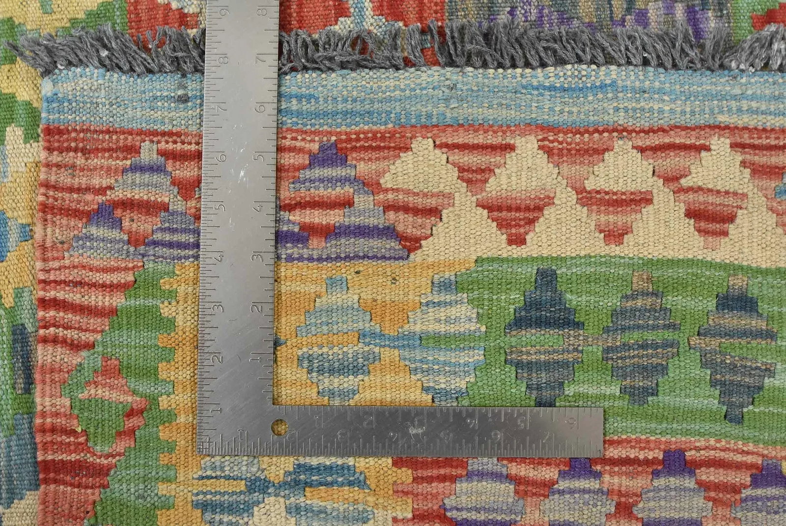 Kilim Rug 8'7'' X 11'11'' Multicolor Wool Geometric Handwoven Oriental Carpet - 12