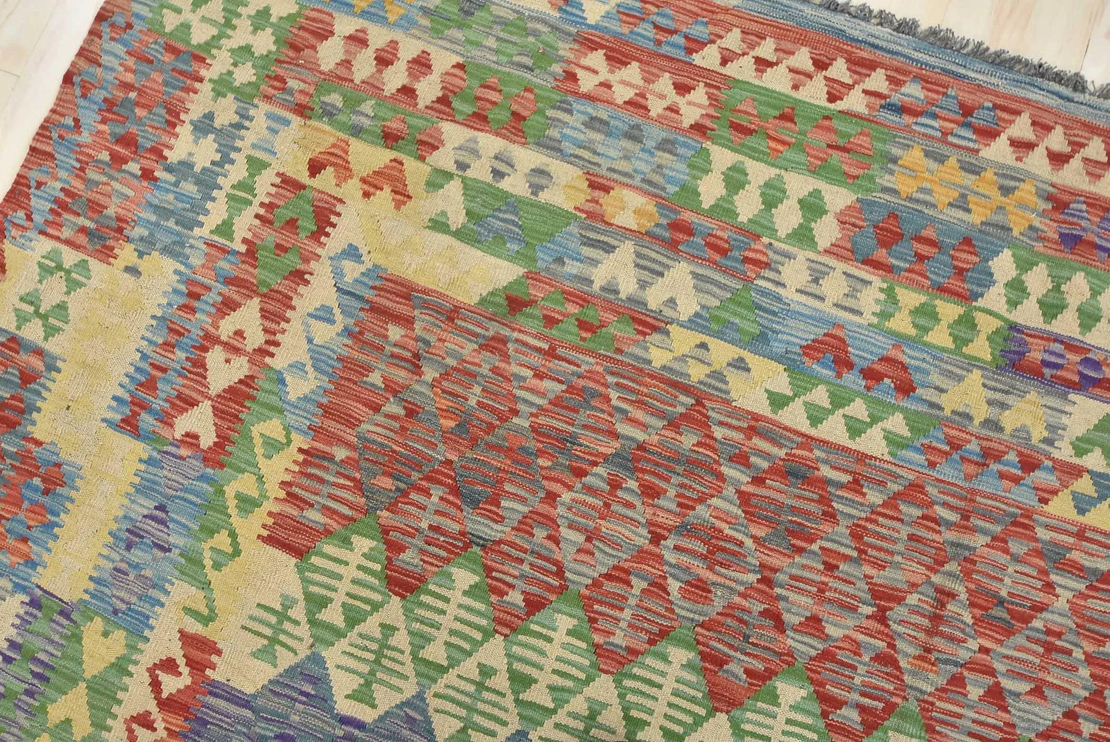 Kilim Rug 8'7'' X 11'11'' Multicolor Wool Geometric Handwoven Oriental Carpet - 6