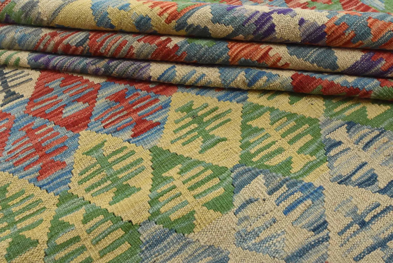 Kilim Rug 8'7'' X 11'11'' Multicolor Wool Geometric Handwoven Oriental Carpet - 8