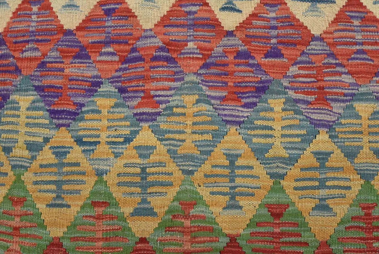 Kilim Rug 8'7'' X 11'11'' Multicolor Wool Geometric Handwoven Oriental Carpet - 9