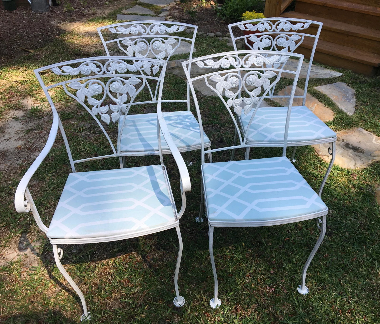 Vintage Meadowcraft Wrought Iron Dining Chairs - Set of 4 - 13