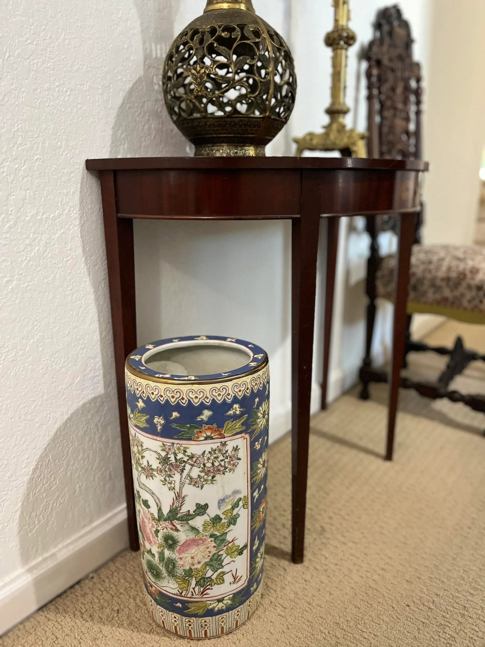 Vintage Chinese Porcelain Umbrella Stand - 2