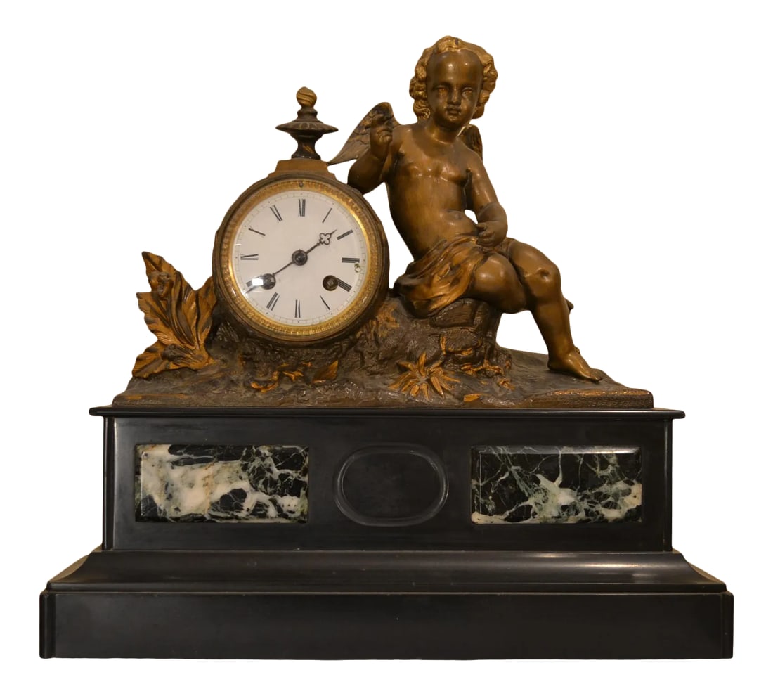 Antique Clock Late 19th Century Japy Freres Cherub Mantel (1 of 9)