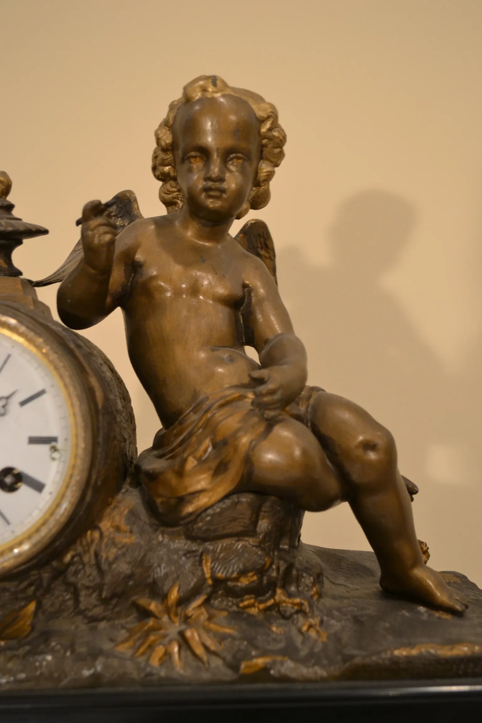 Antique Clock Late 19th Century Japy Freres Cherub Mantel - 3