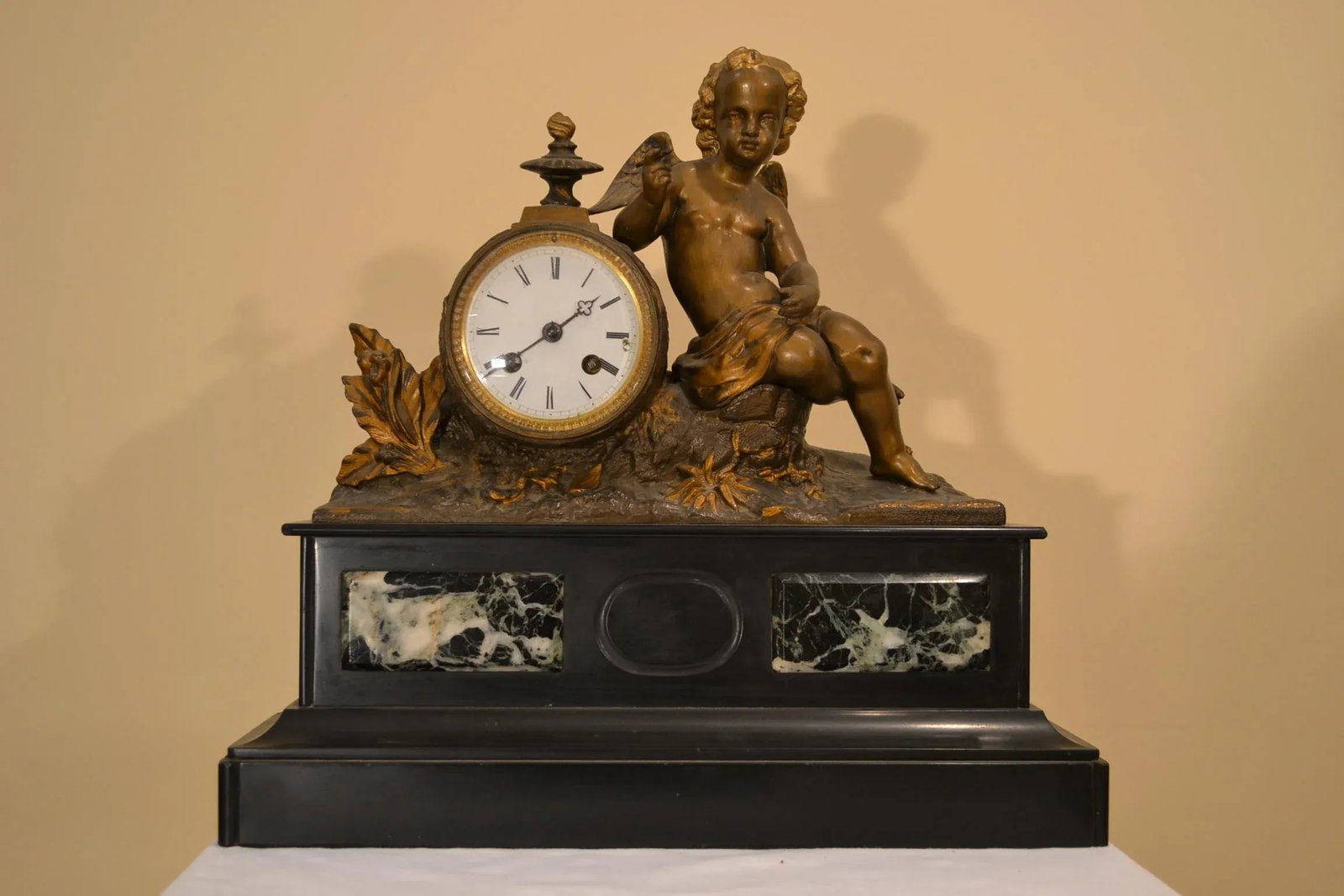 Antique Clock Late 19th Century Japy Freres Cherub Mantel - 9