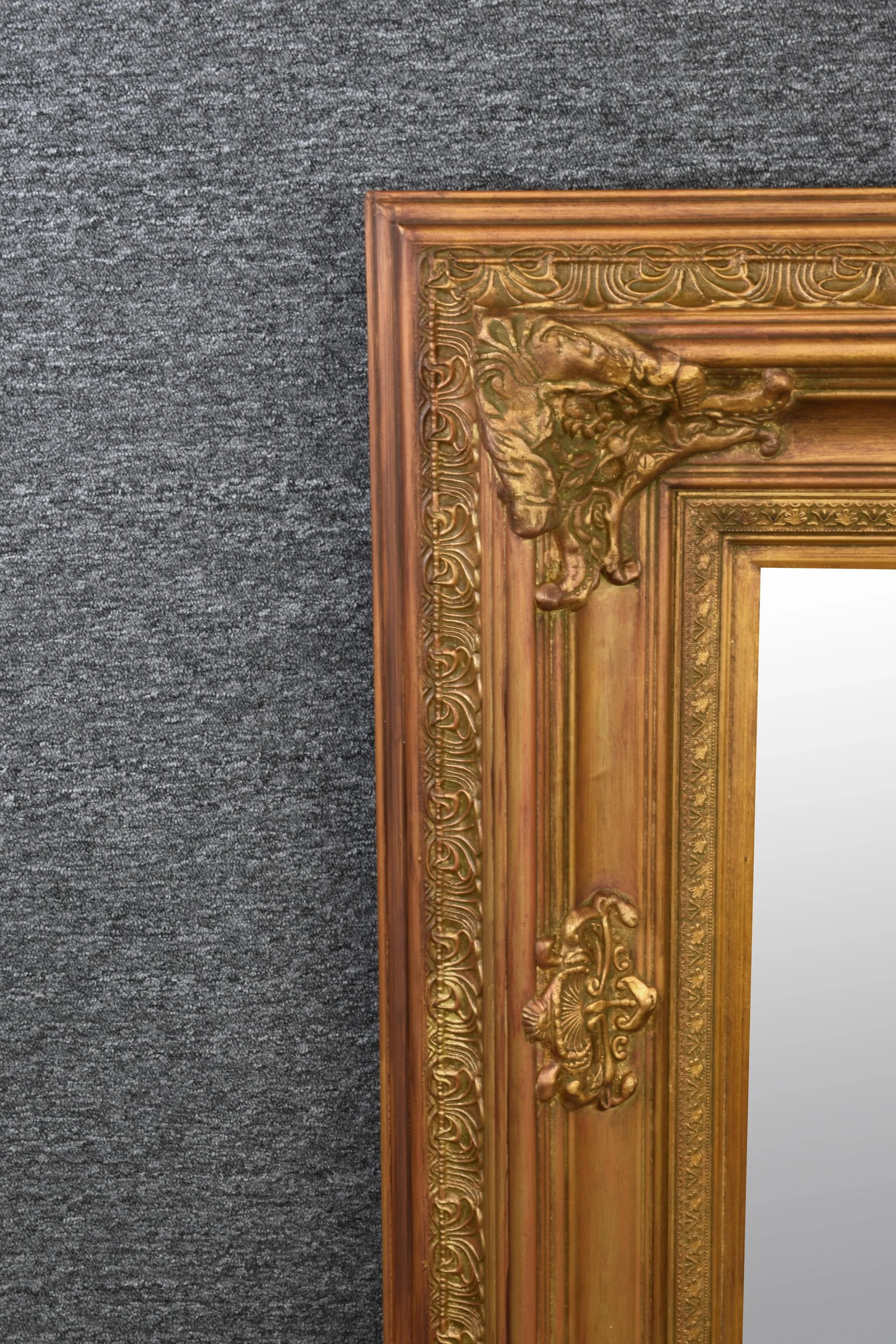 Vintage Gilded Baroque Style Mantle Mirror - 5