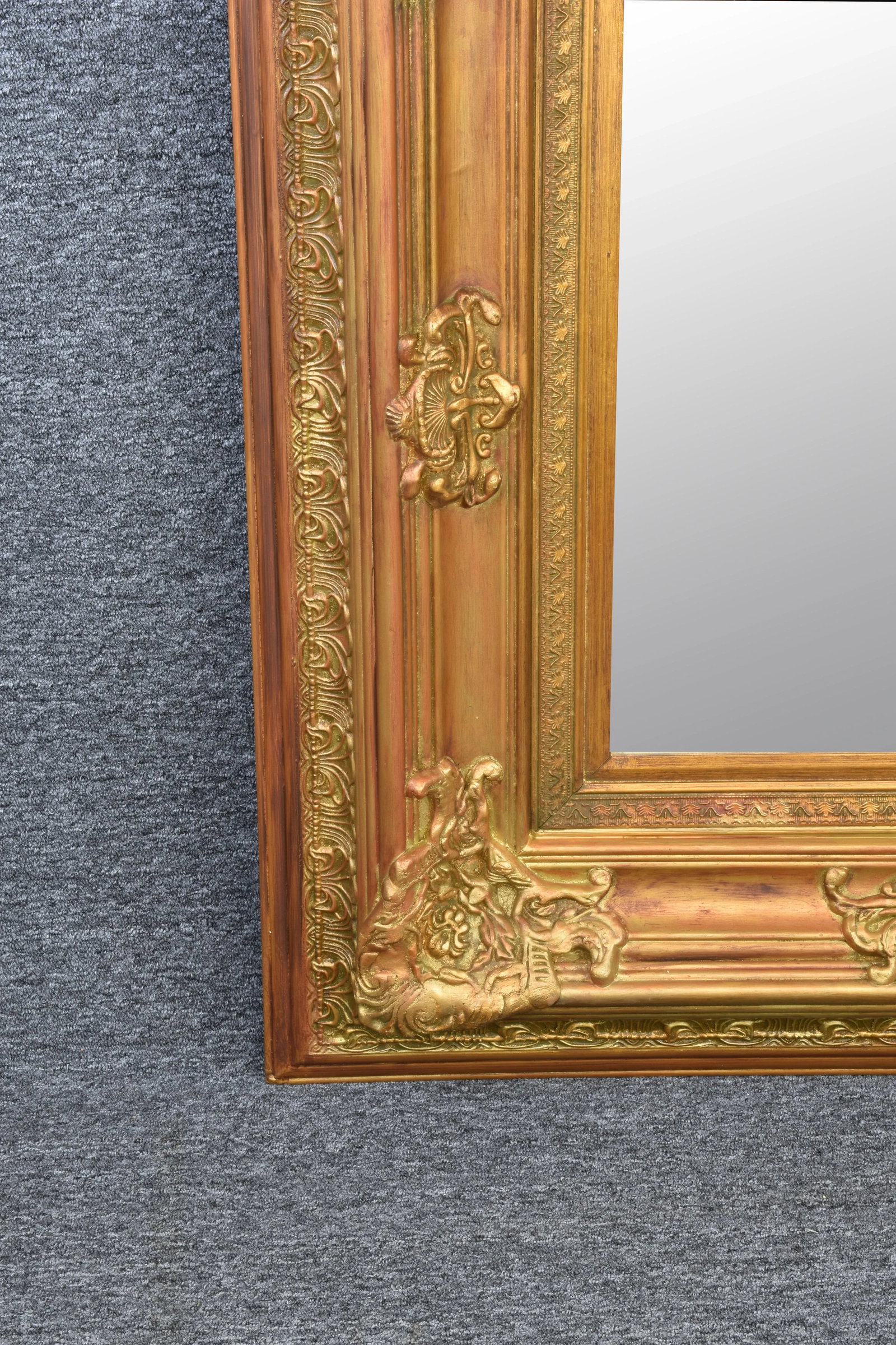 Vintage Gilded Baroque Style Mantle Mirror - 6