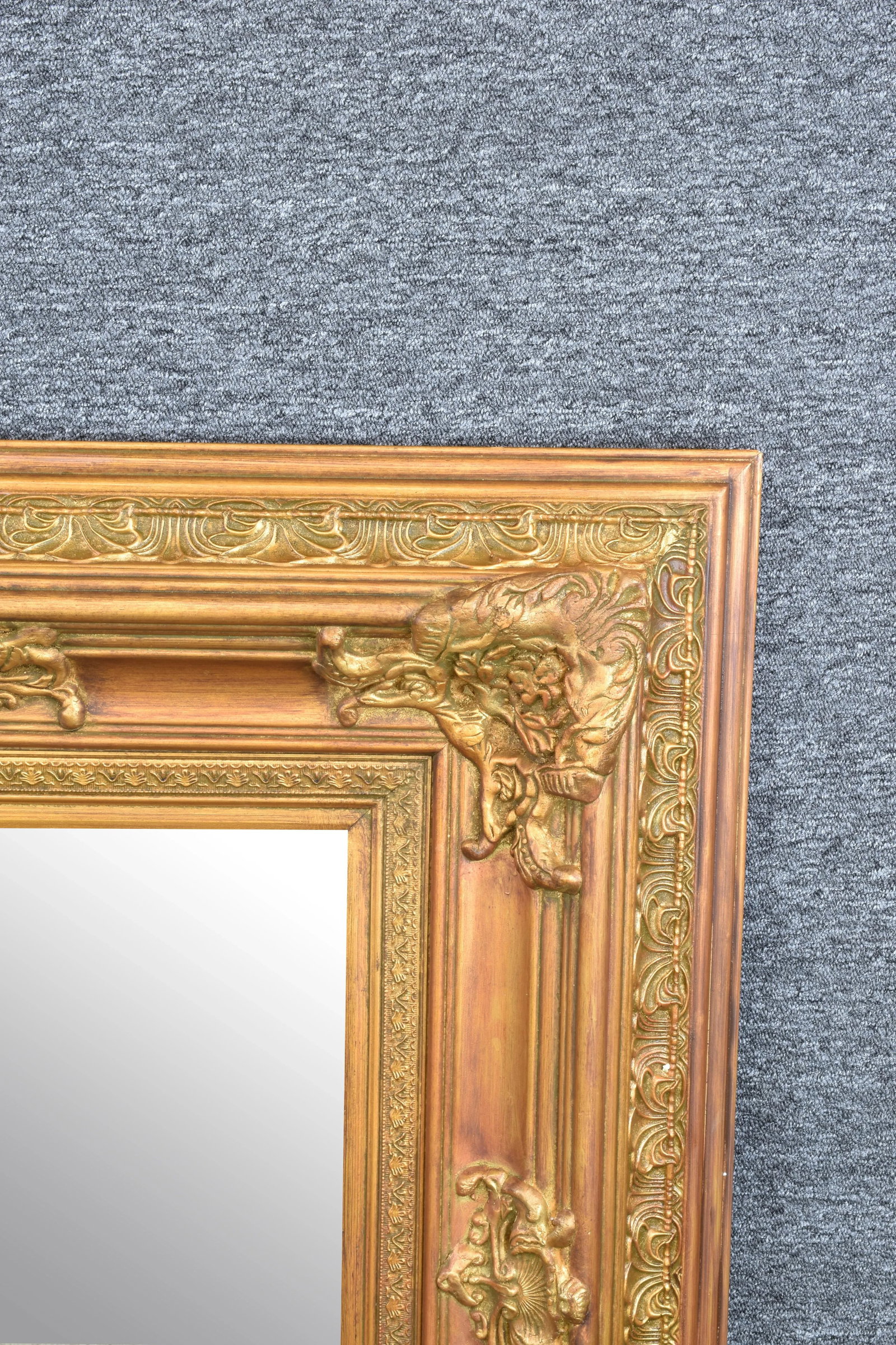Vintage Gilded Baroque Style Mantle Mirror - 7