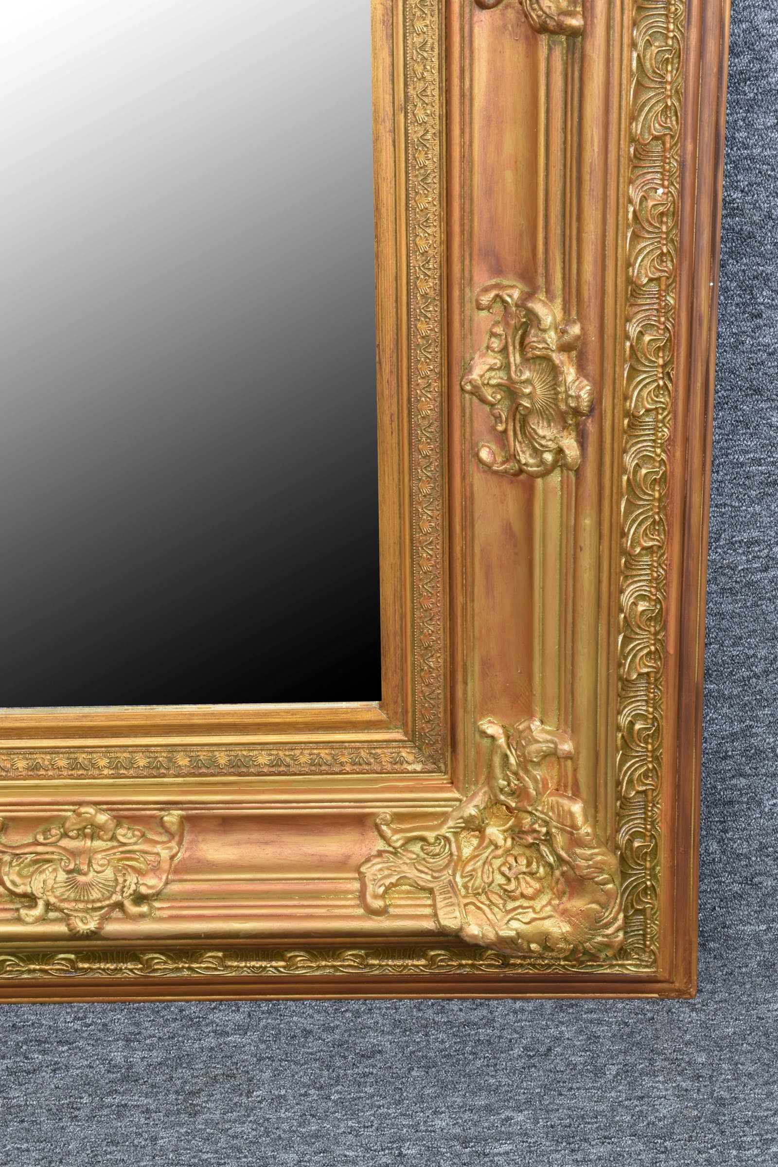 Vintage Gilded Baroque Style Mantle Mirror - 8