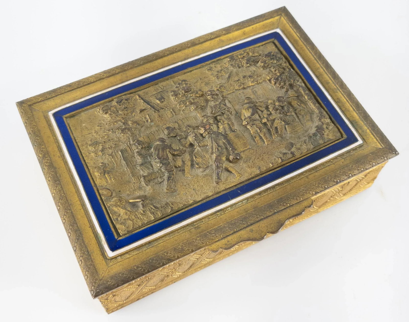 French Gilt Bronze and Enamel Cigarette or Trinket Box - 13