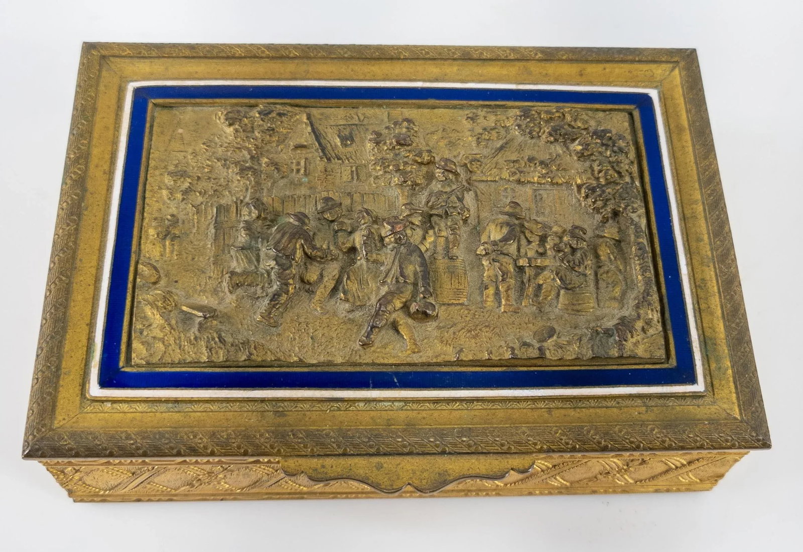 French Gilt Bronze and Enamel Cigarette or Trinket Box - 2