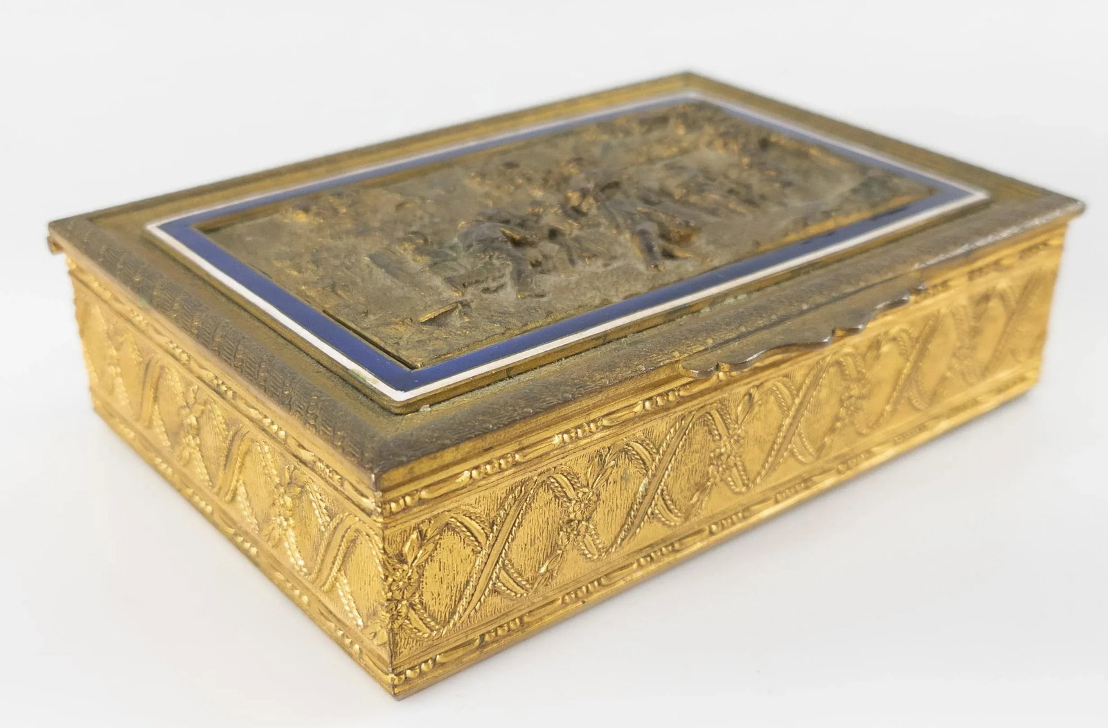 French Gilt Bronze and Enamel Cigarette or Trinket Box - 3