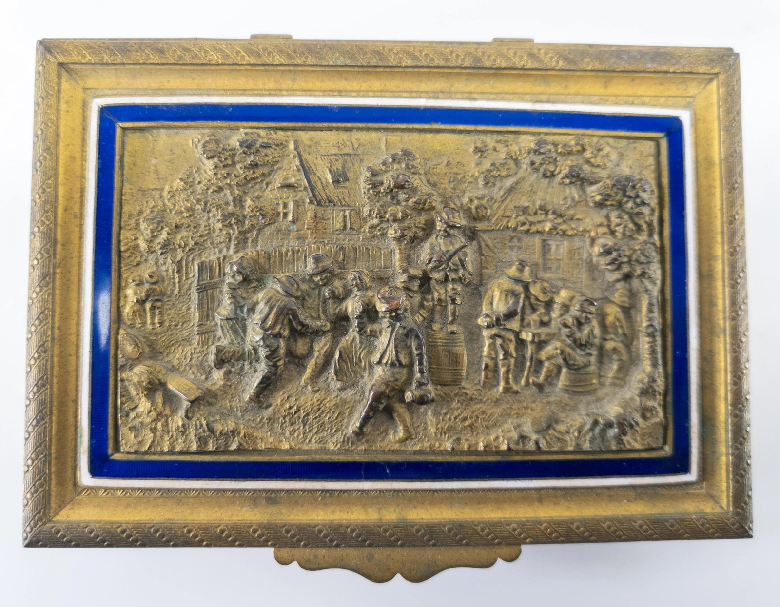 French Gilt Bronze and Enamel Cigarette or Trinket Box - 4