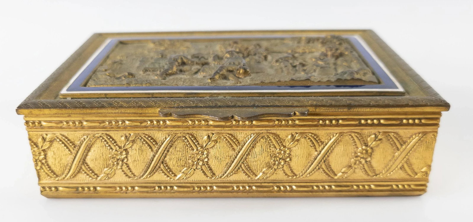 French Gilt Bronze and Enamel Cigarette or Trinket Box - 6
