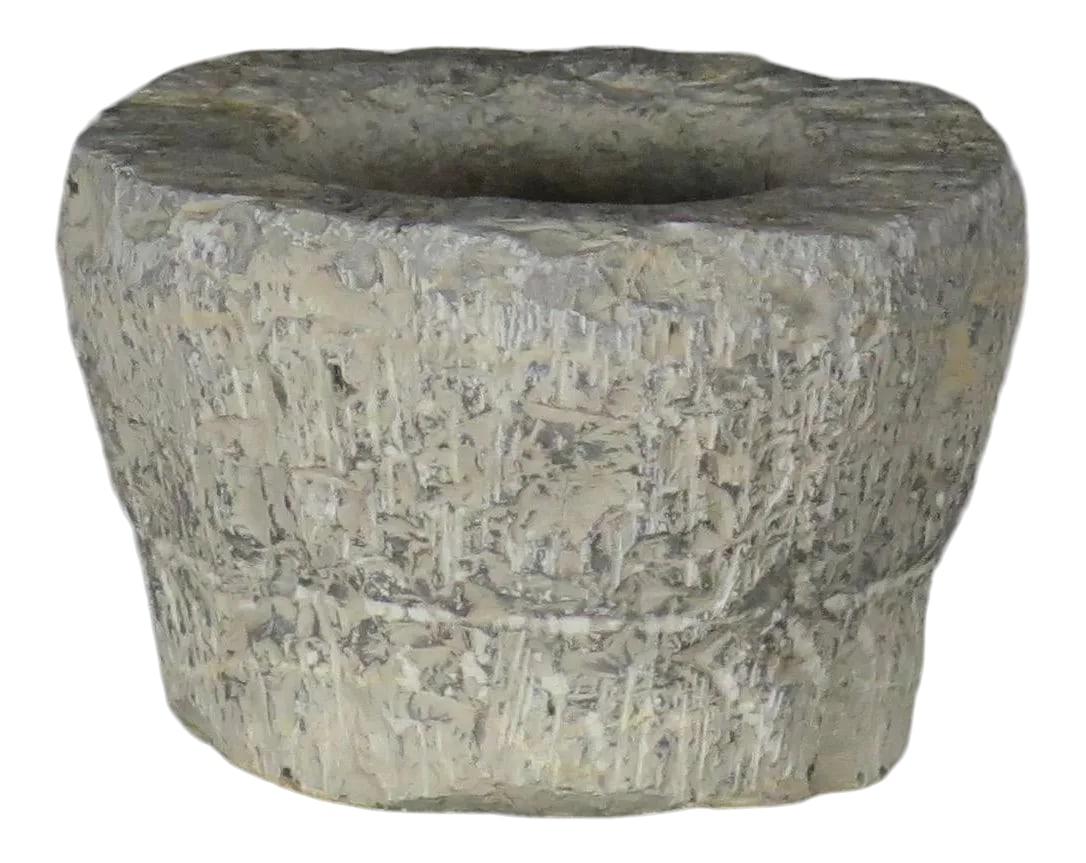 Antique Early 20th Century French Hand-Carved Stone Vessel: Antique Hand-Carved Stone Mortar. France, circa early 20th century. Condition: Alterations: Original Condition Unaltered Imperfections: Some Imperfections Condition Notes: Very good antique condition.