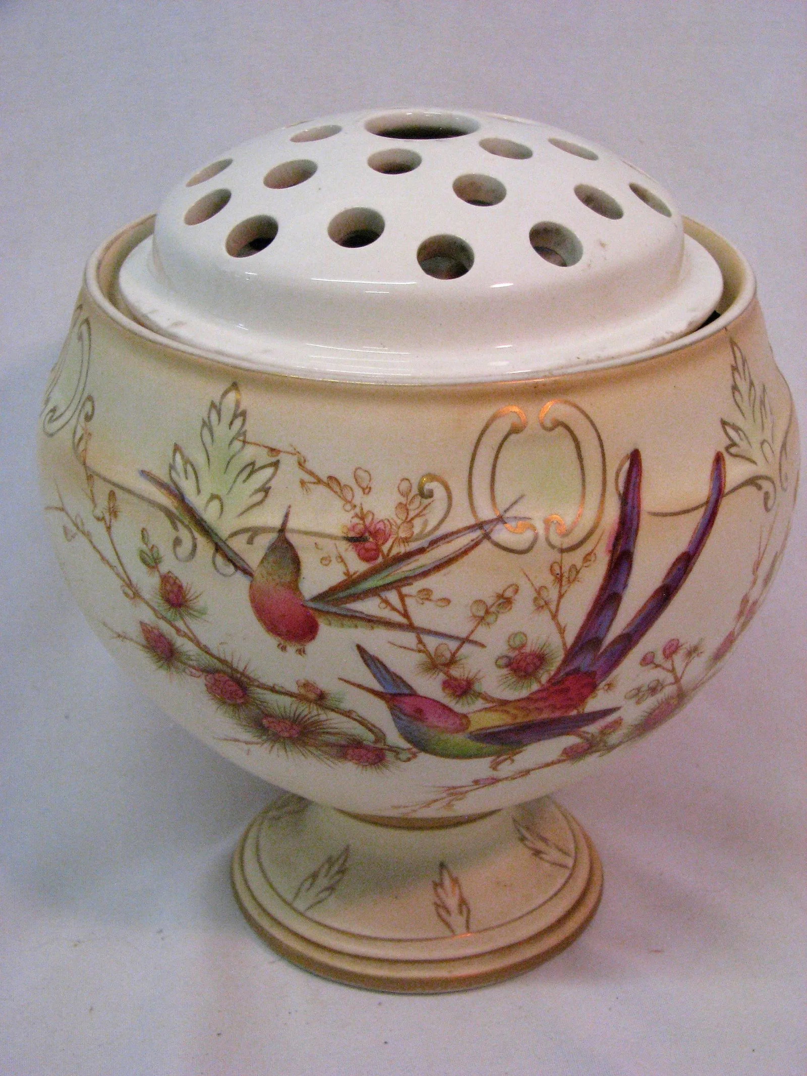 Antique Crown Ducal Ware Bird Vase With Flower Frog Made in England - 10