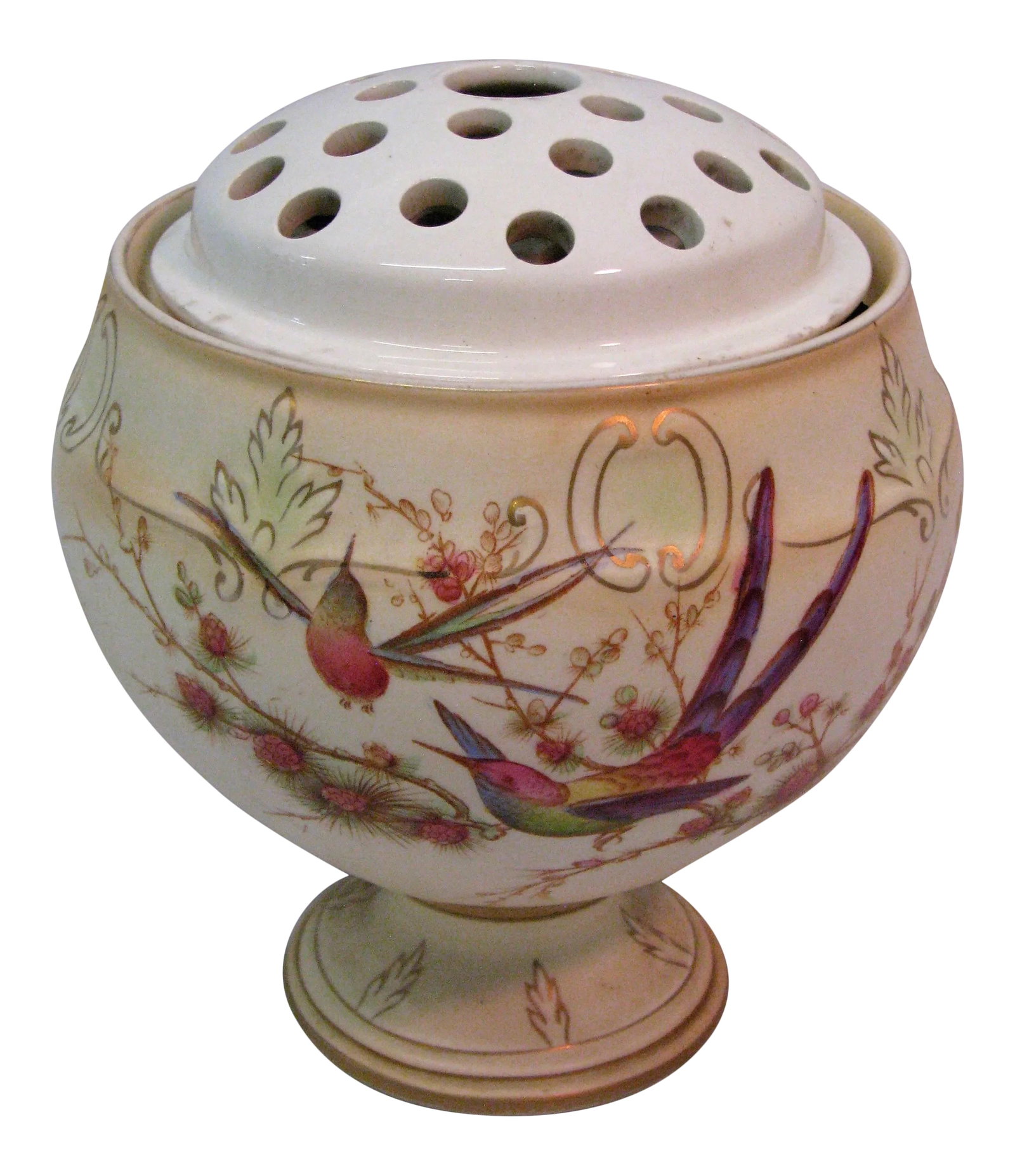 Antique Crown Ducal Ware Bird Vase With Flower Frog Made in England: Antique Crown Ducal Ware Bird & Dragon Fly Vase With Flower Frog Made in England. Pattern A1168 Measures 7" X 6 1/2", Flower frog measures 5 1/4" X 1 3/4" Condition: Alterations: Original Condition