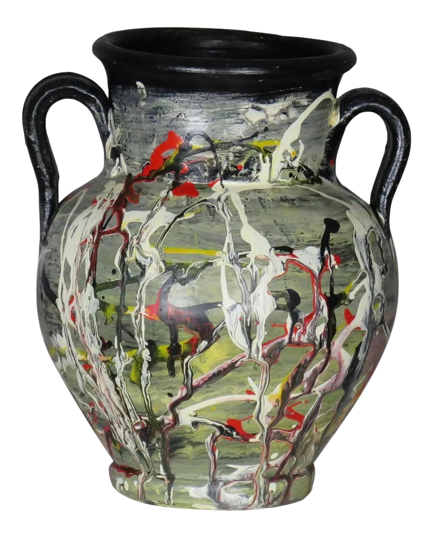 1950s Mid-Century French Expressionist Vase: Vintage Expressionist Terracotta Vessel. France, circa 1950. Unique and One-of-a-Kind. Condition: Alterations: Original Condition Unaltered Imperfections: Some Imperfections Condition Notes: Very