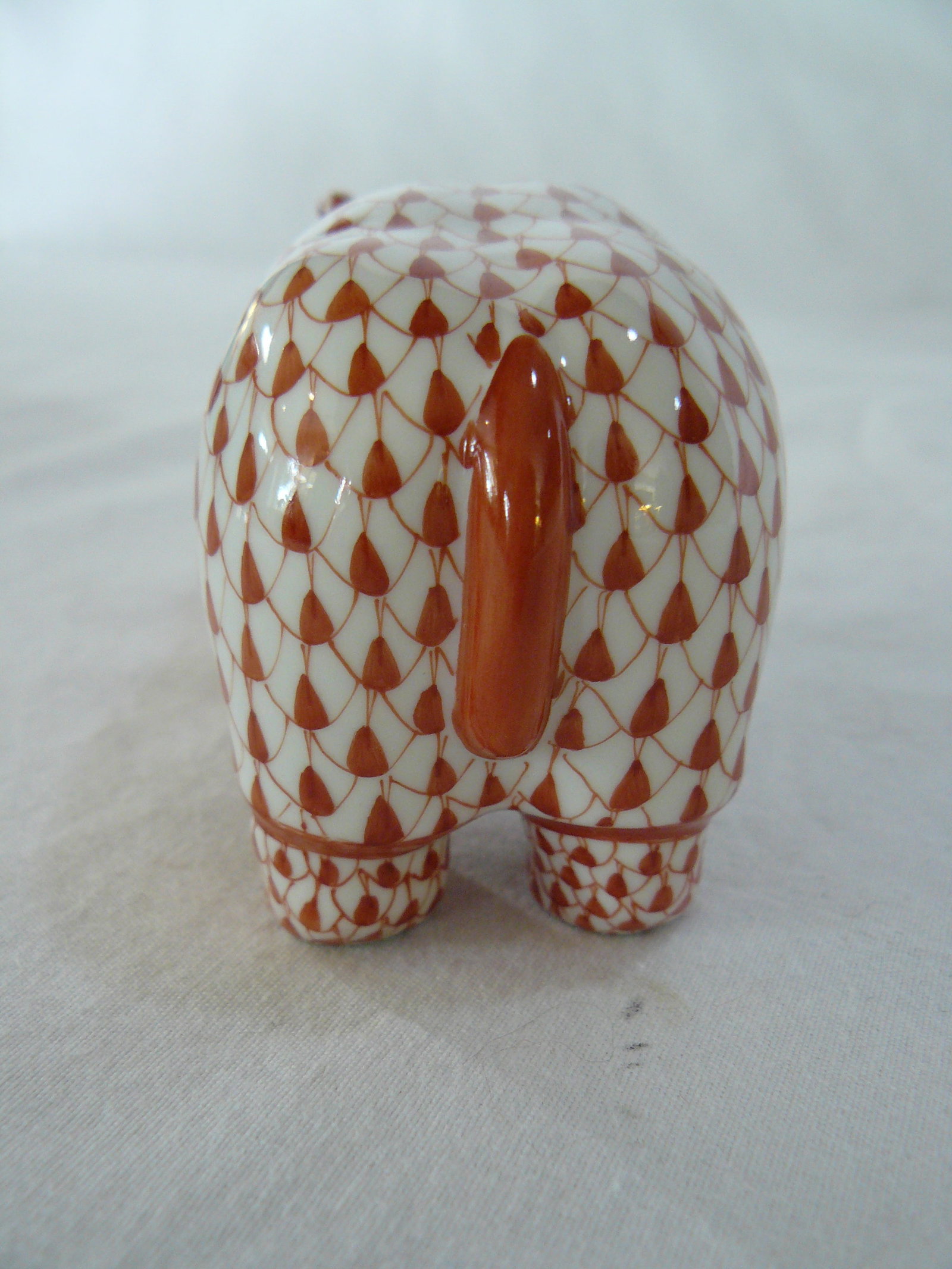 Herend Red Fishnet Handpainted Hippo - 7