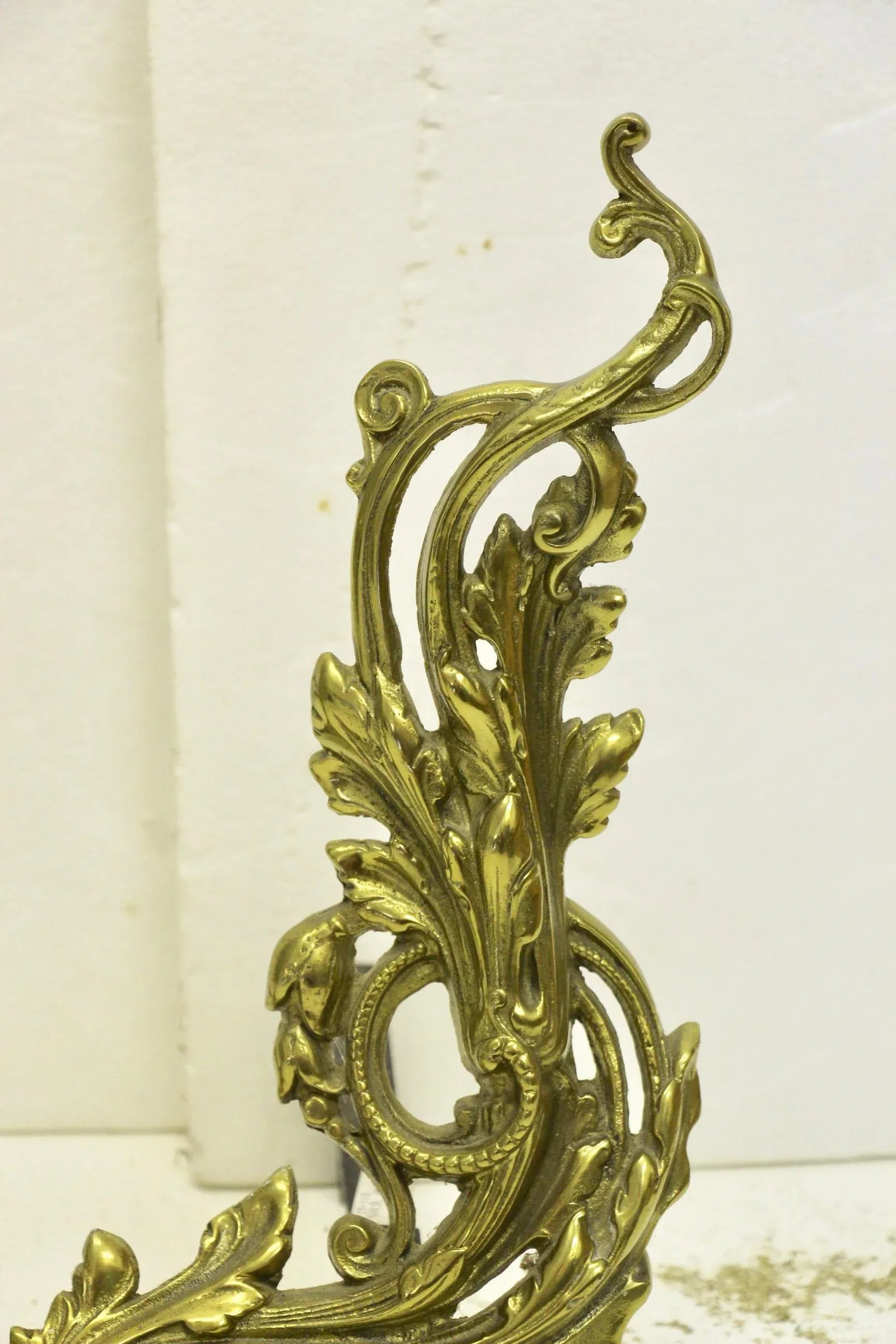 19th Century French Rococo-Style Brass Andirons, Pair - 6