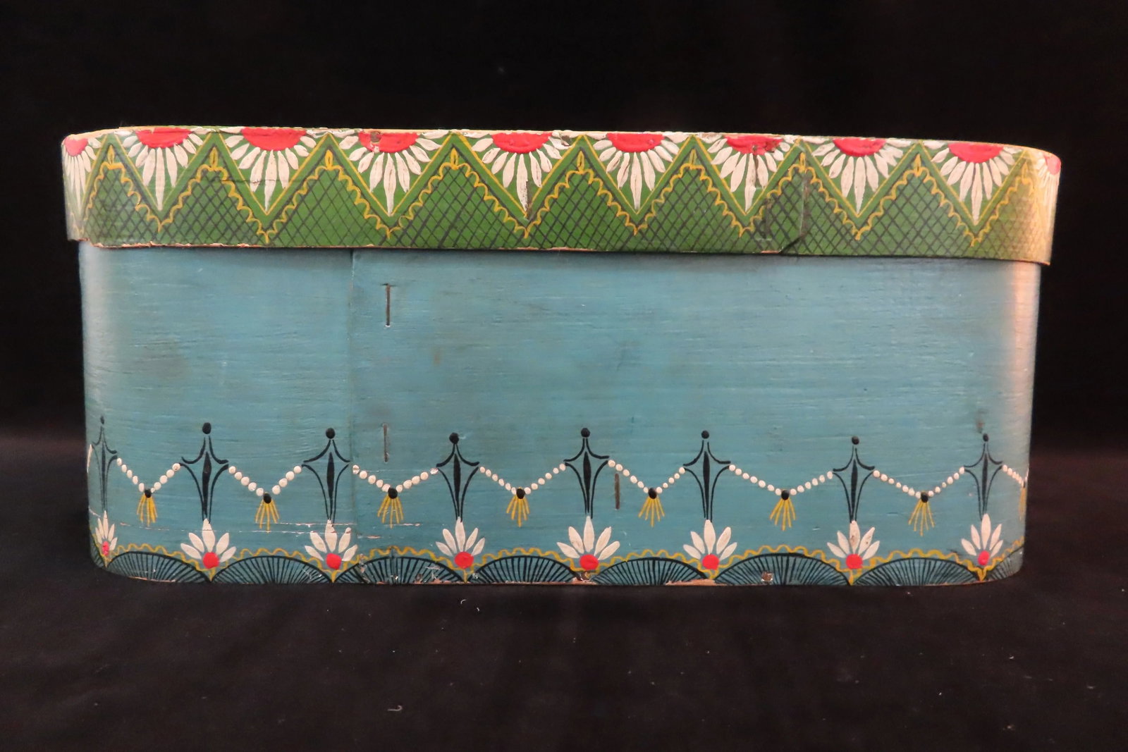 Vintage Hand Painted Tole Deer Hunting Scene Wood Keepsake Sewing Box With Lid - 5