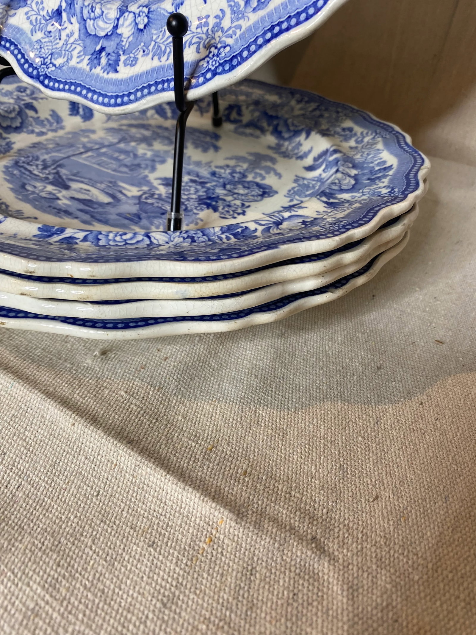 Mid 19th Century Blue & White English Staffordshire Transferware Plates- Set of 5 - 3