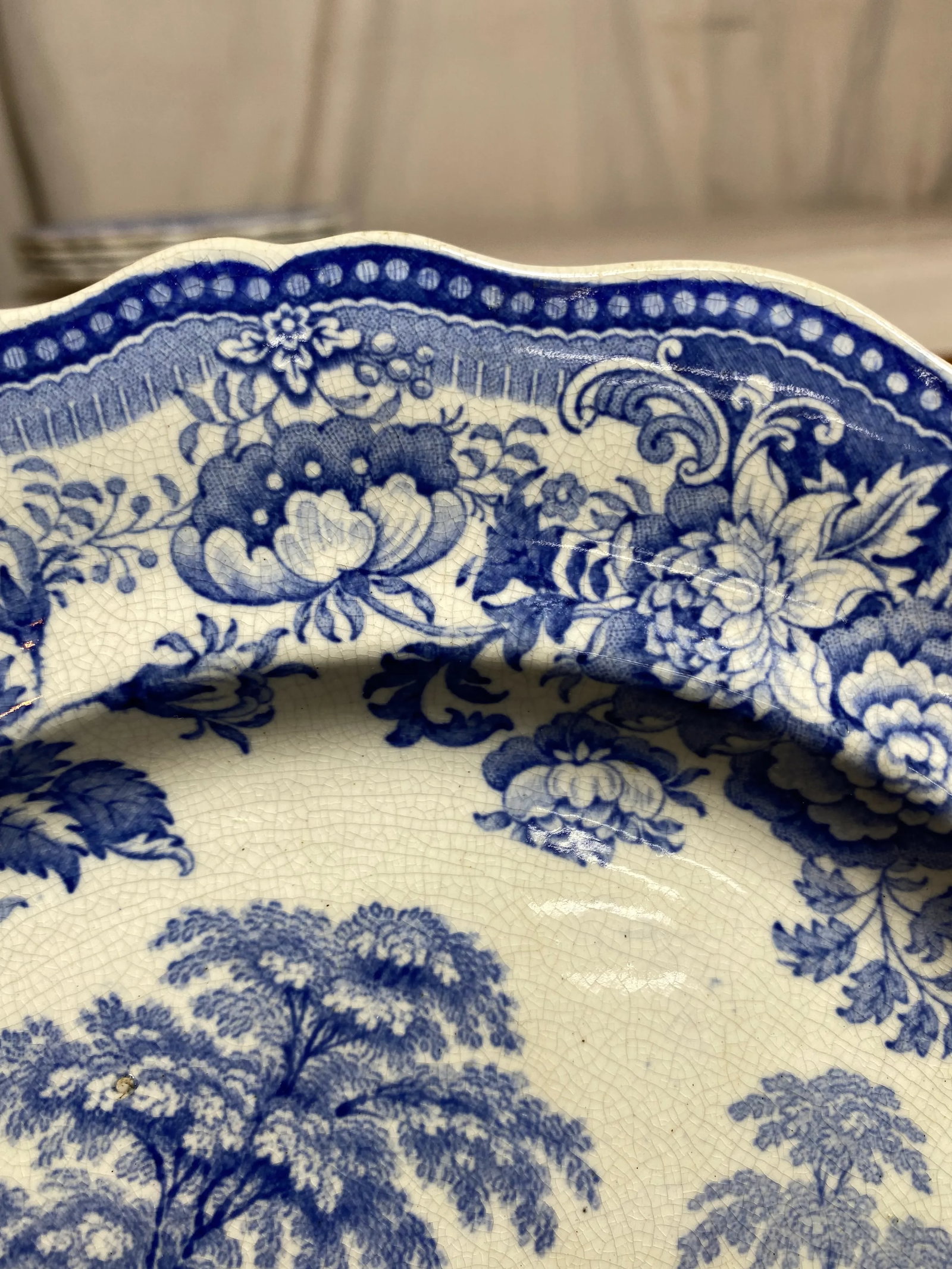 Mid 19th Century Blue & White English Staffordshire Transferware Plates- Set of 5 - 7