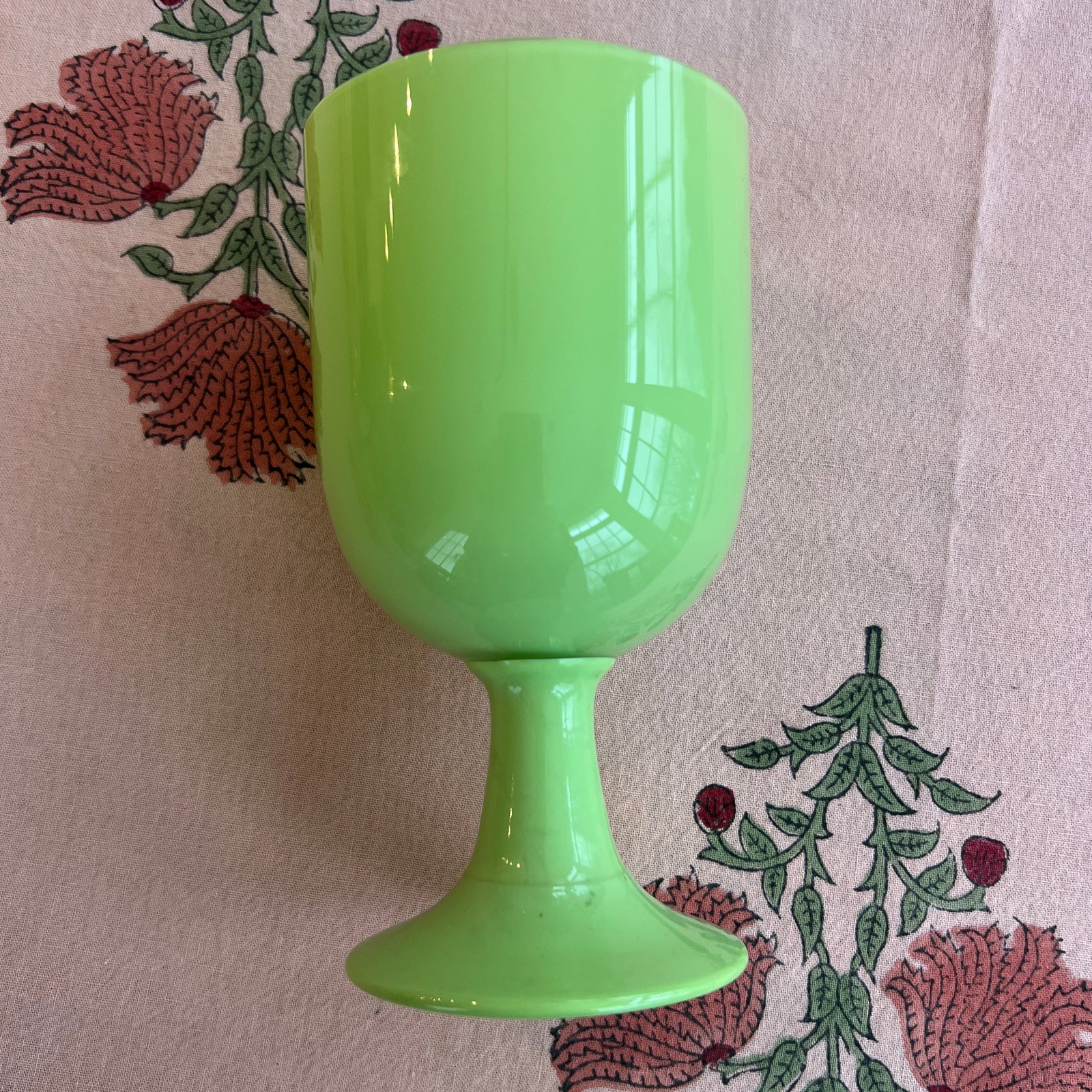 Rare Jade Green Portieux Vallerystal Opaline Glass Water or Wine Goblets - 5