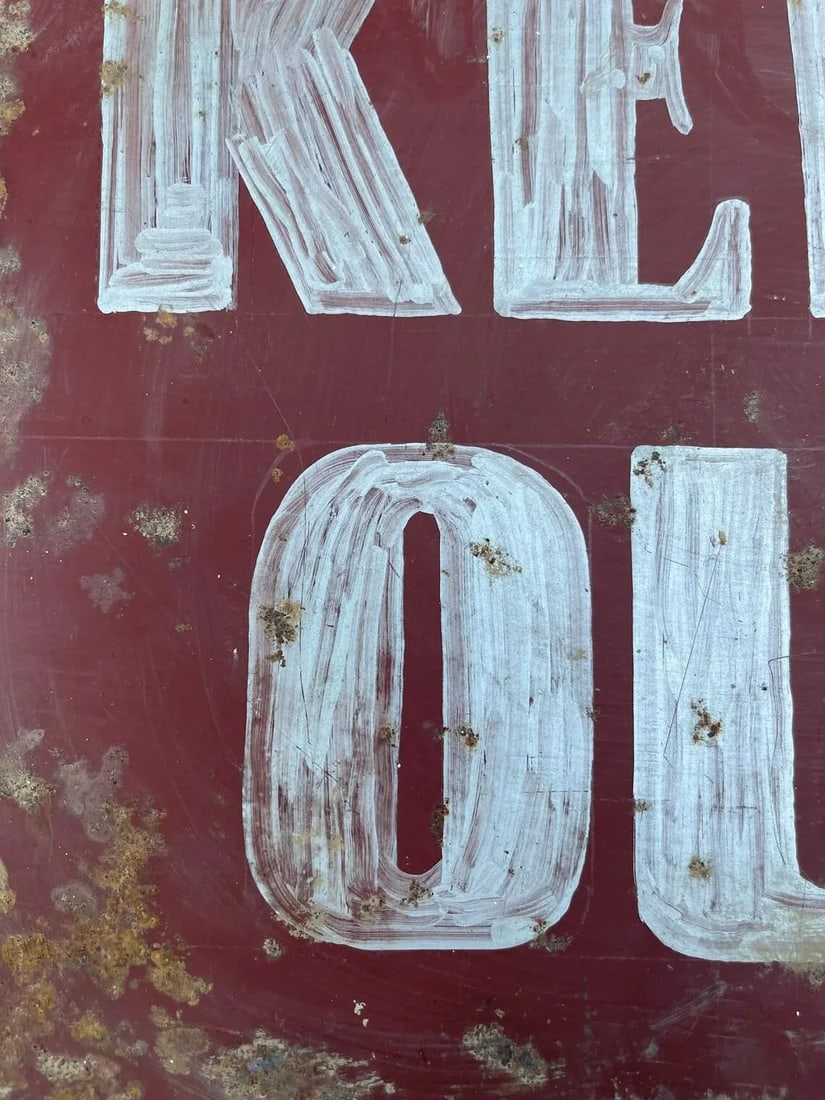 Original 1940s "Keep Out" Hand Painted on Steel - 4