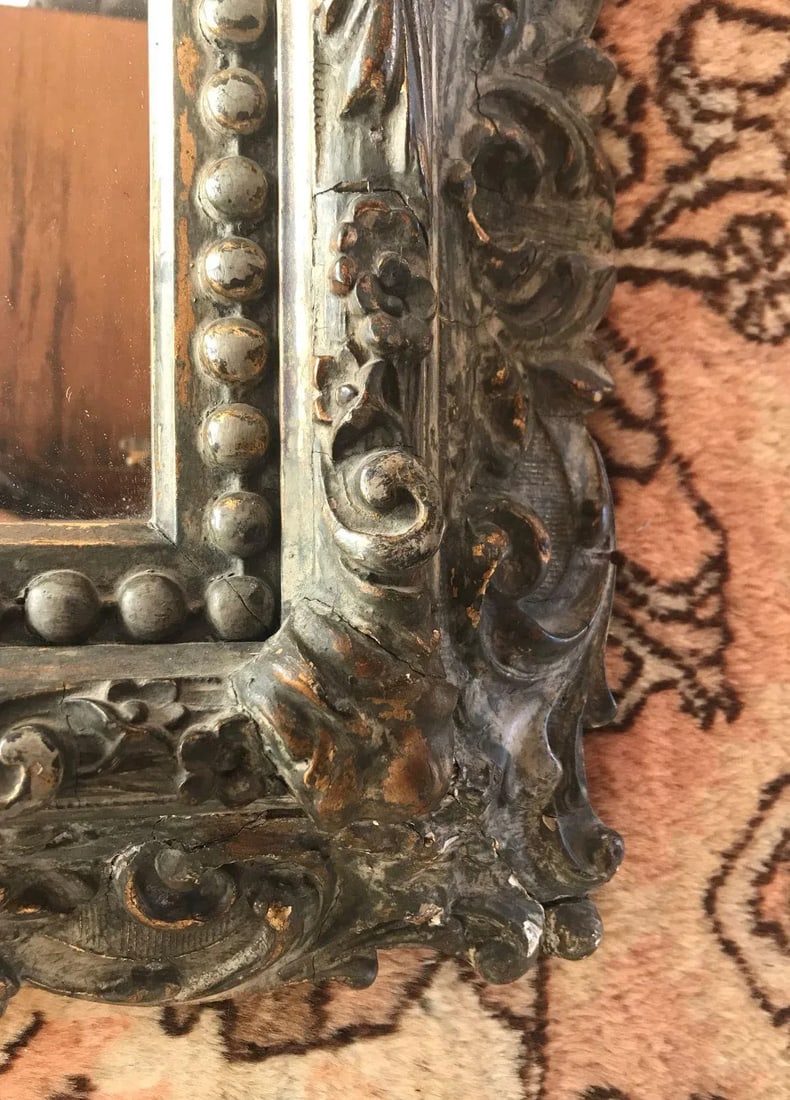 Antique Large Victorian Gesso Gilt Frame Wall Mirror - 2